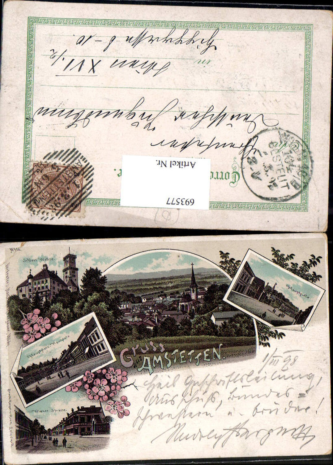 693577 Lithographie Gruss aus Amstetten Schloss Wallsee pub Regel & Krug 716