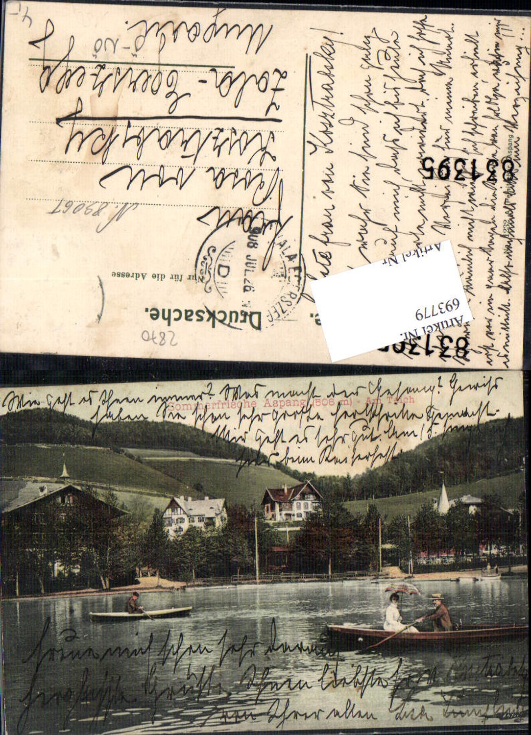 693779 Aspang an der Aspangbahn Teich Leute Boot