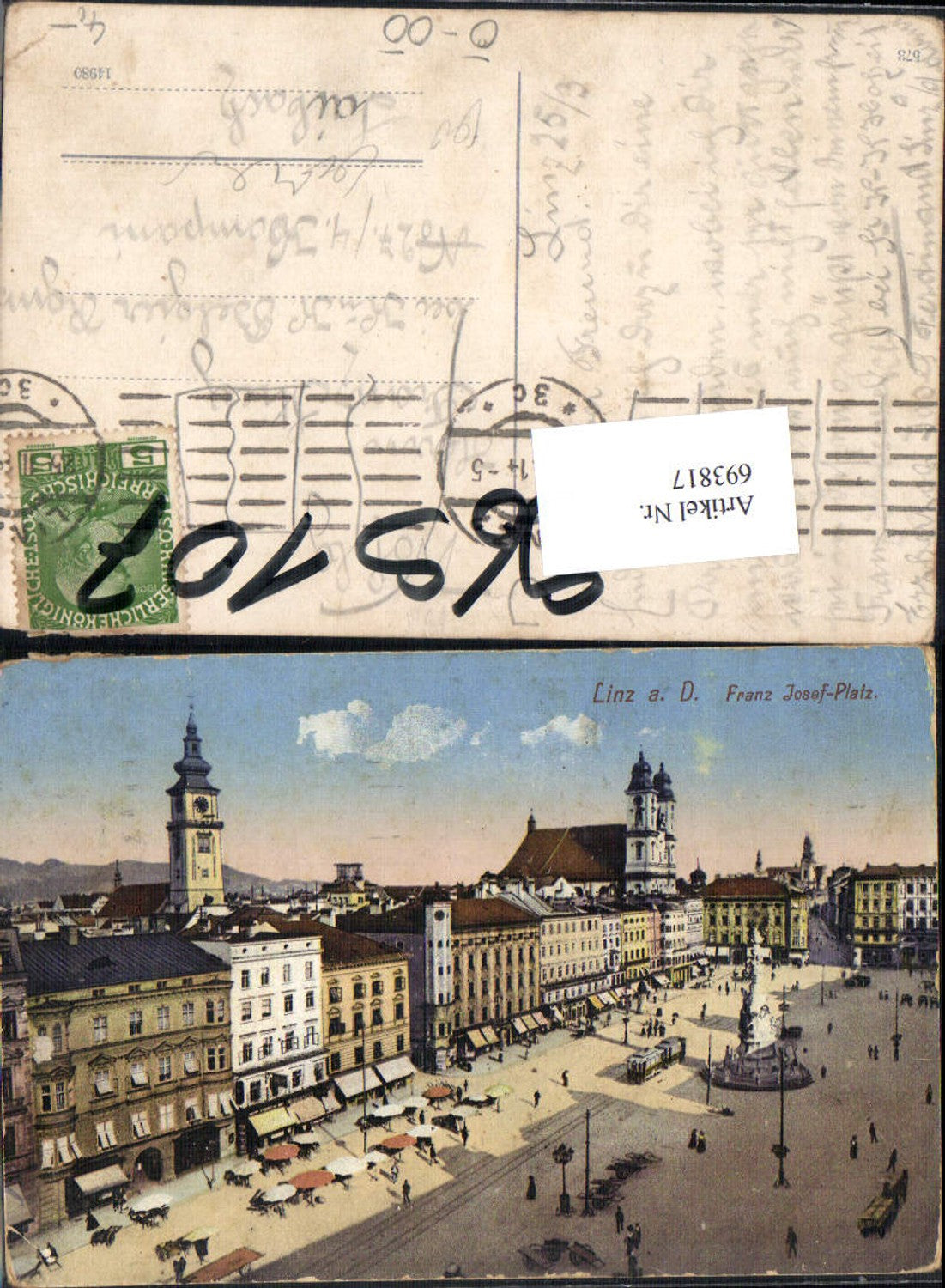 693817 Linz an der Donau Franz Josefsplatz gel Laibach K.K. Armee