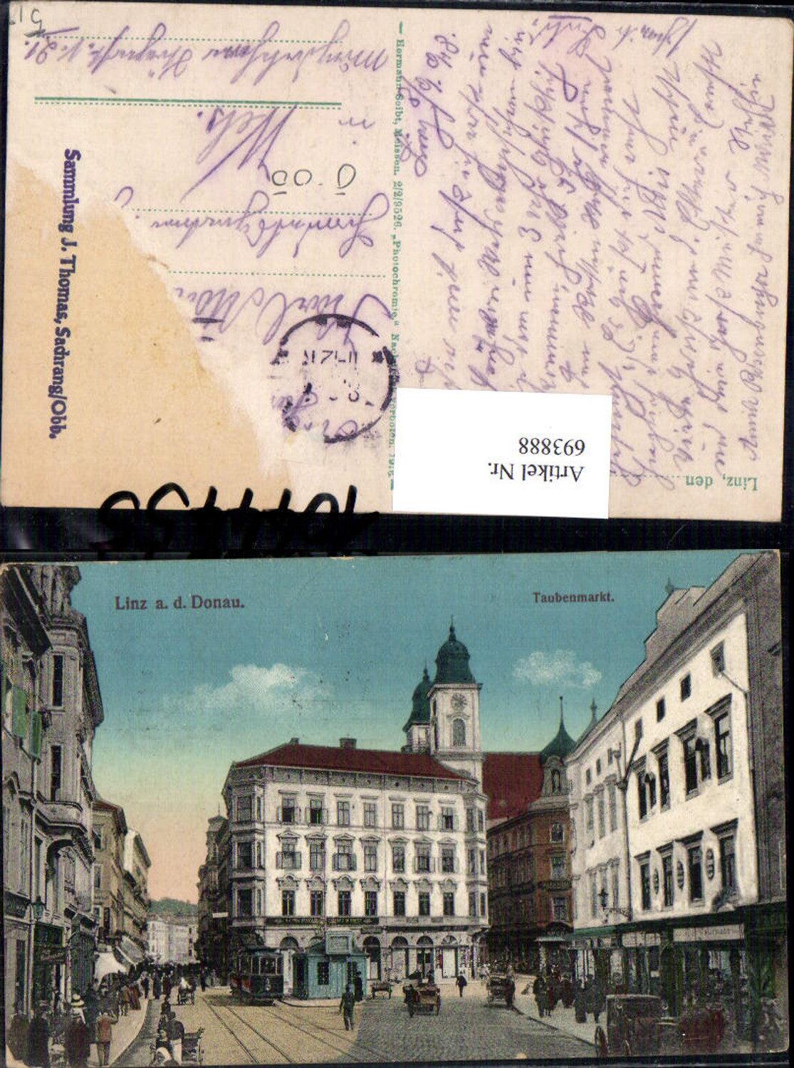 693888 Linz an der Donau Taubenmarkt Straßenbahn Stp. J. Thomas Sachrang