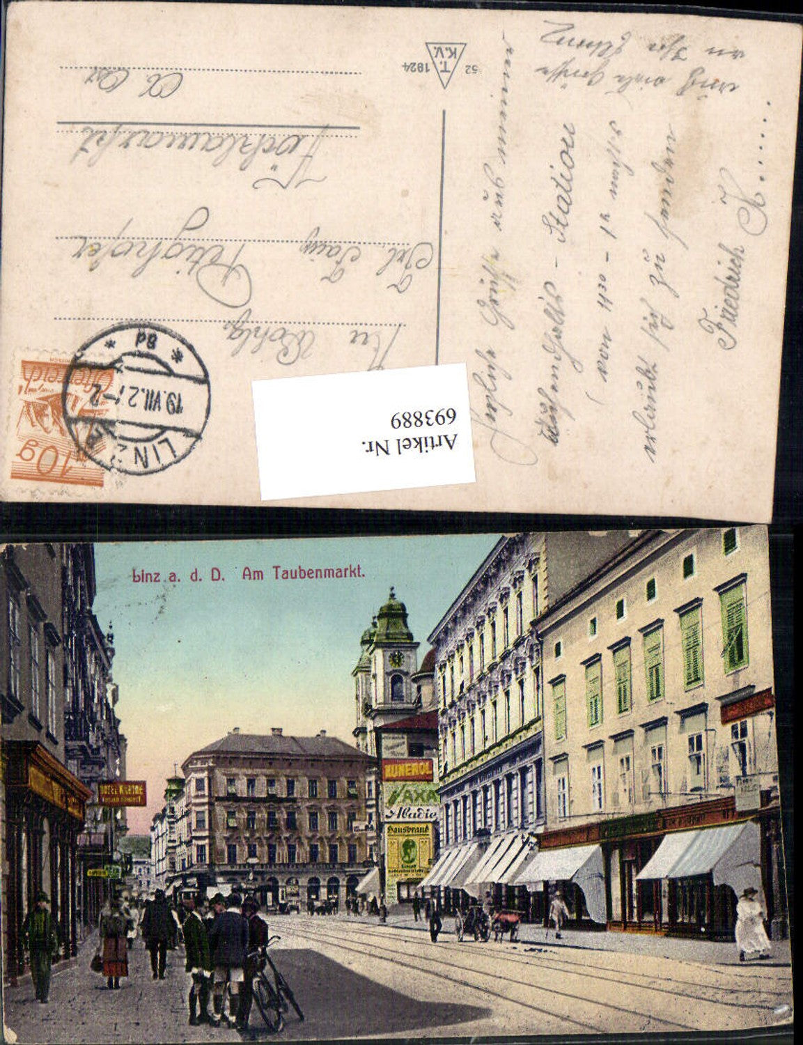 693889 Linz an der Donau Taubenmarkt Straßenbahn gel Vöcklamarkt