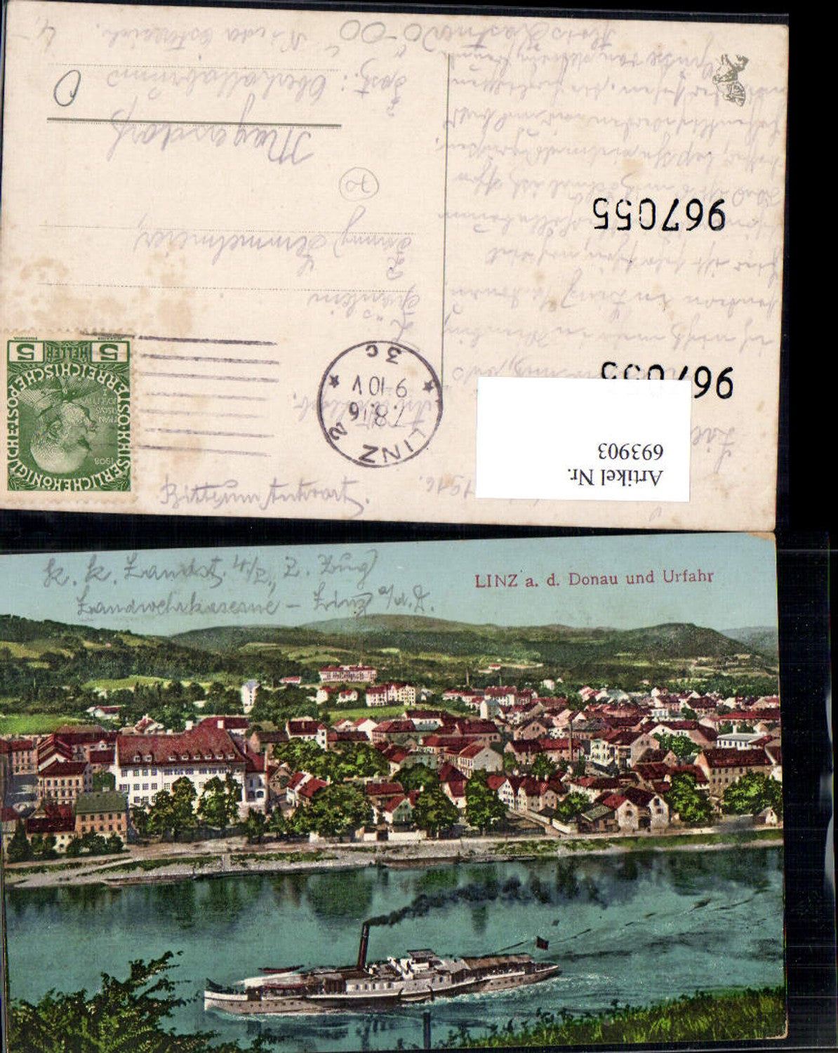 693903 Linz an der Donau Urfahr Dampfer gel Magersdorf Oberhollabrunn Hollabrunn