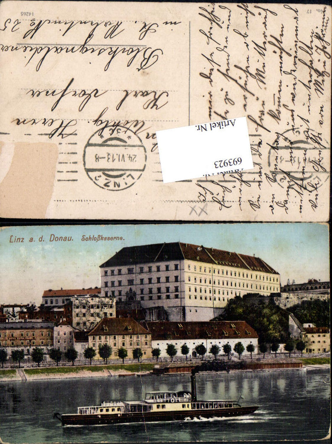 693923 Linz an der Donau Schlosskaserne Dampfer gel St. Valentin