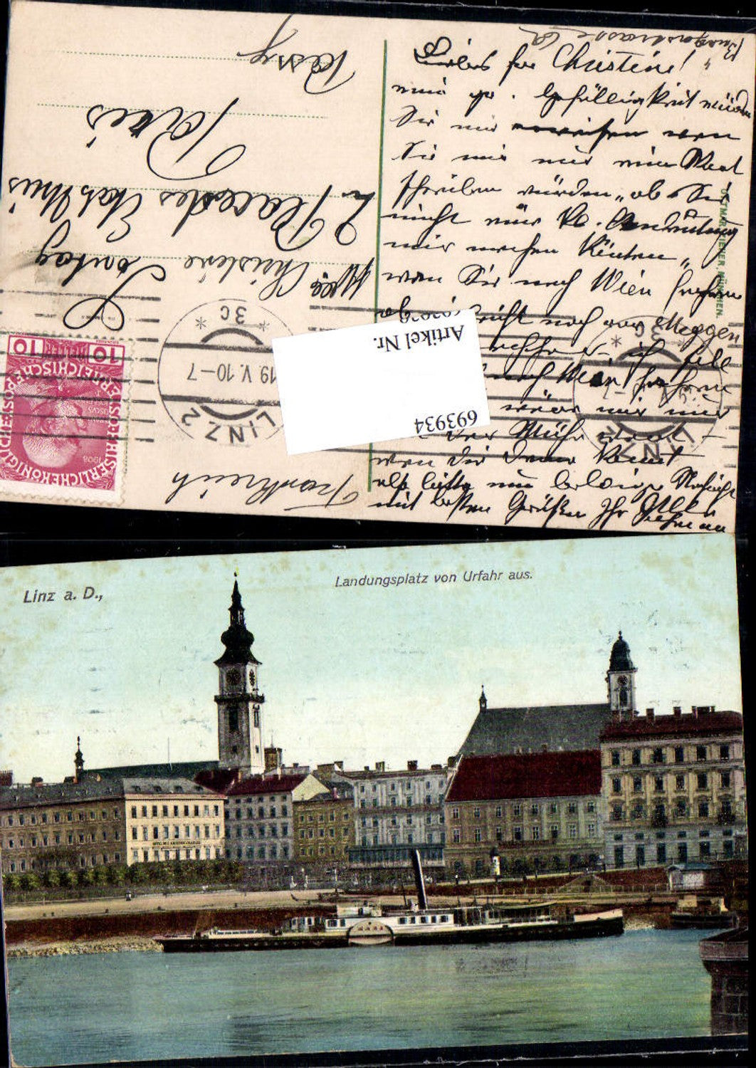 693934 Linz an der Donau Dampfer Hebe Landungsplatz