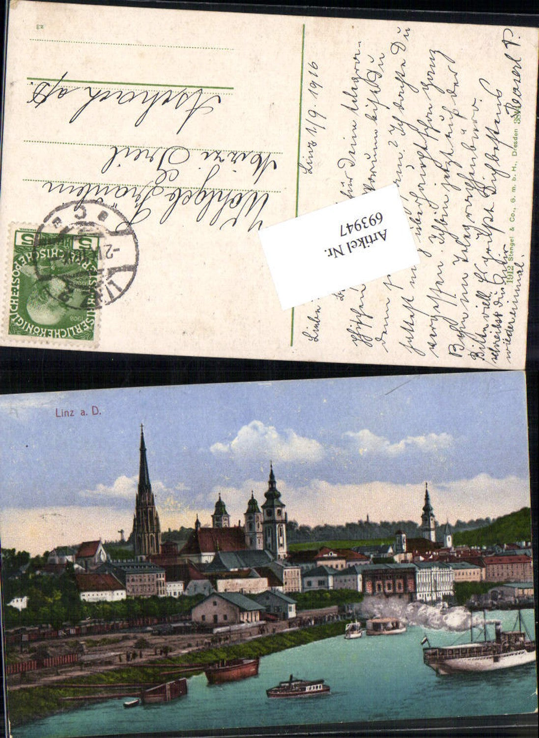 693947 Linz an der Donau Dampfer Landungsplatz gel Aschach