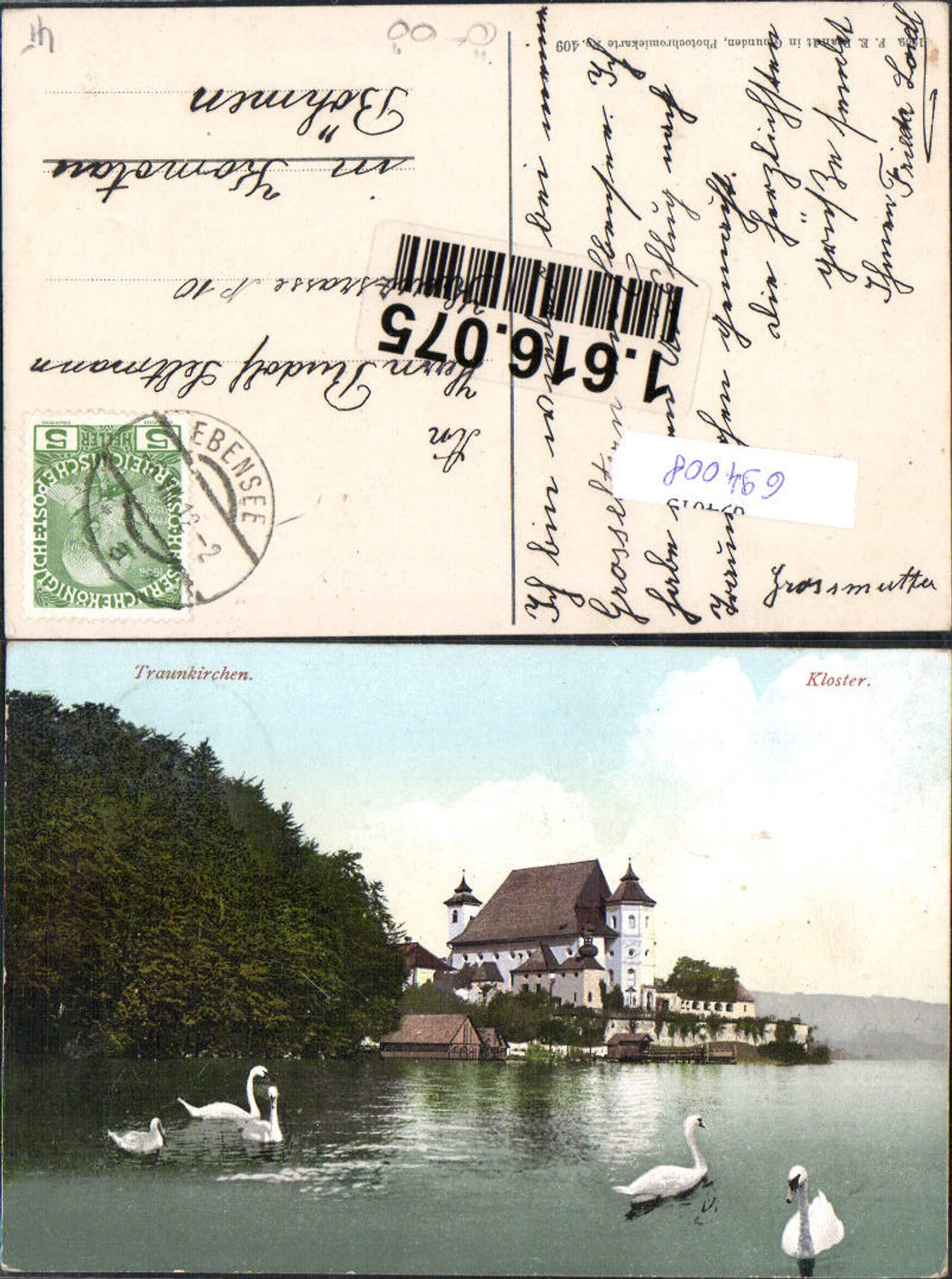 694008 Salzkammergut Traunkirchen am Traunsee Schwäne Kloster pub Brandt 409 gel Komotau Chomutov