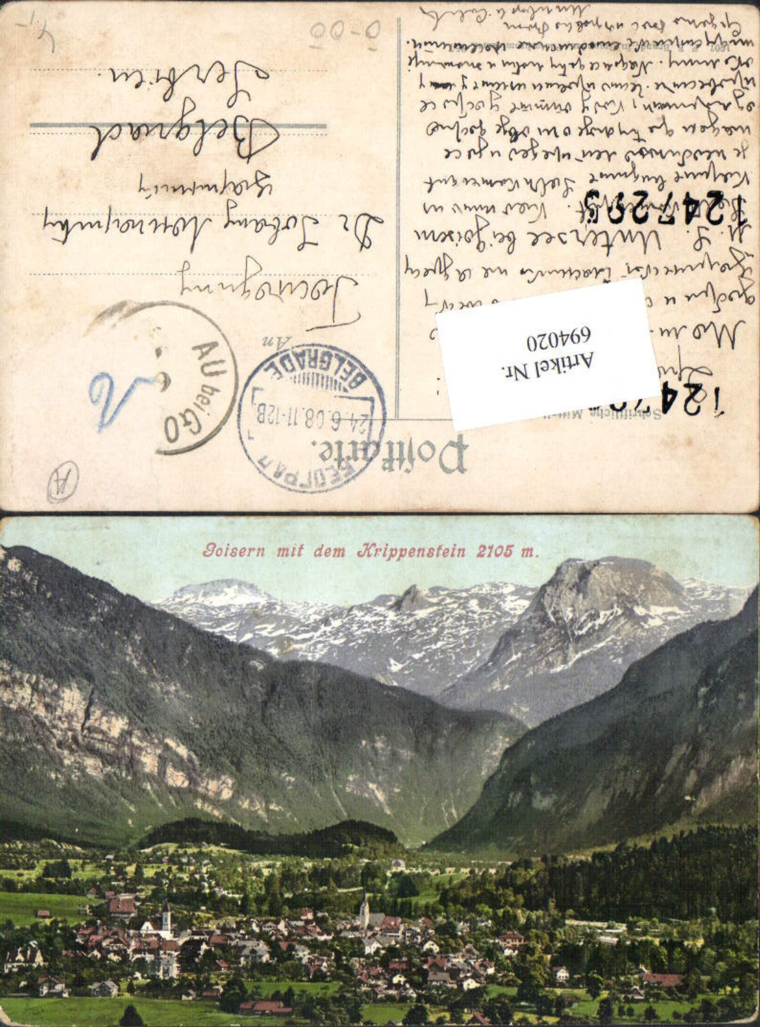 694020 Goisern m. Krippenstein 1908 gel Belgrad
