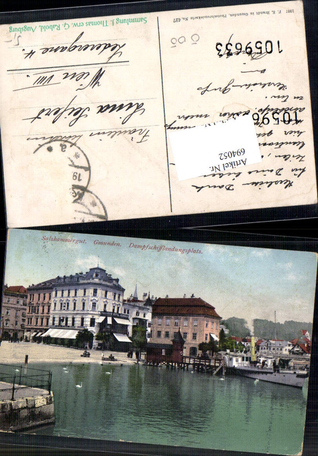 694052 Gmunden am Traunsee Dampfschifflandungsplatz Hotel pub Brandt 427 Stp. J. Thomas Sachrang