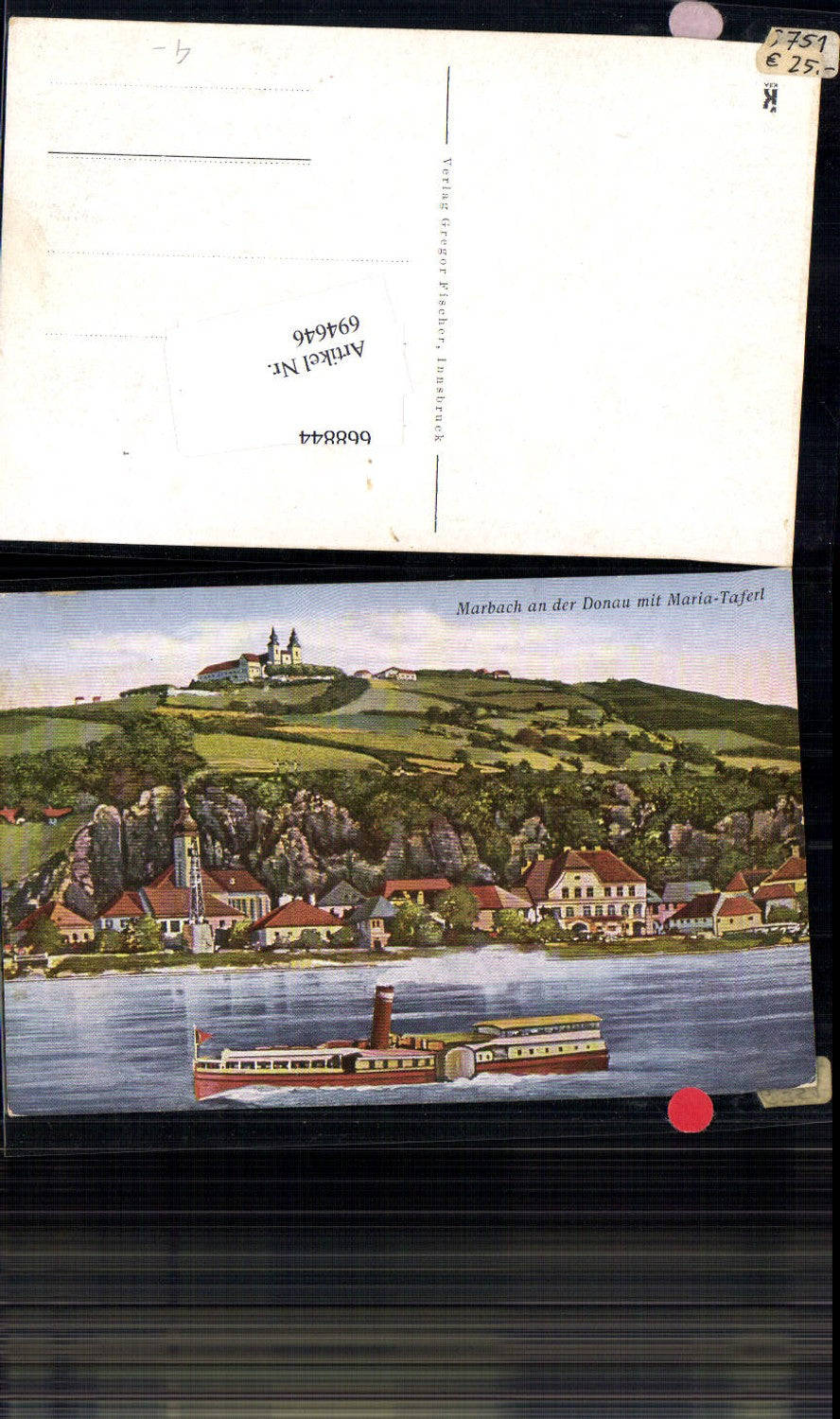 694646 Künstler AK Maria Taferl m. Marbach an der Donau Dampfer