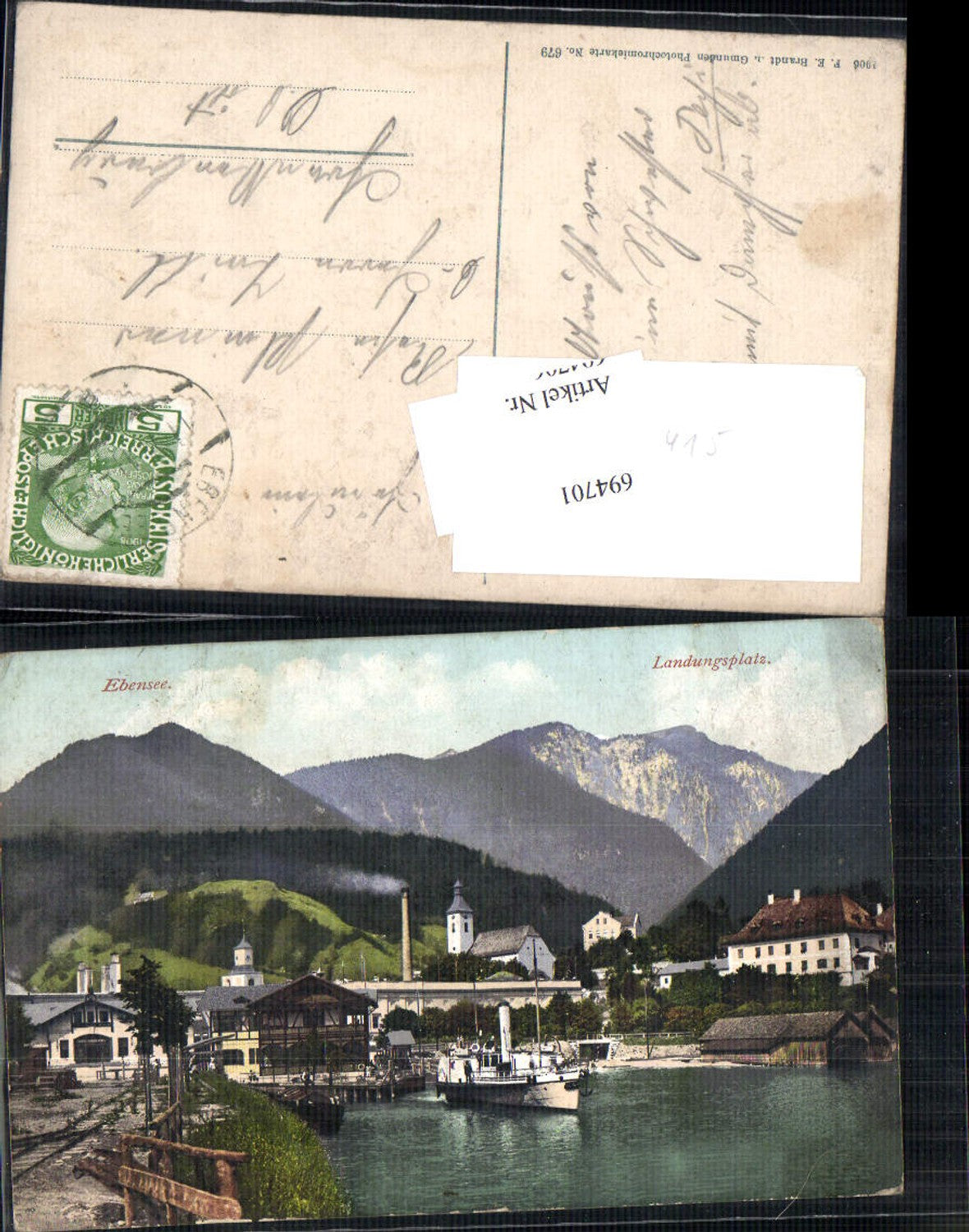694701 Ebensee am Traunsee Landungsplatz pub Brandt 679 gel Frankenburg