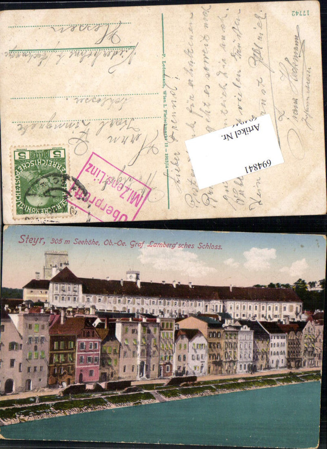 694841 Steyr Schloss Lamberg gel Niederhone Eschwege 1915 Feldpost