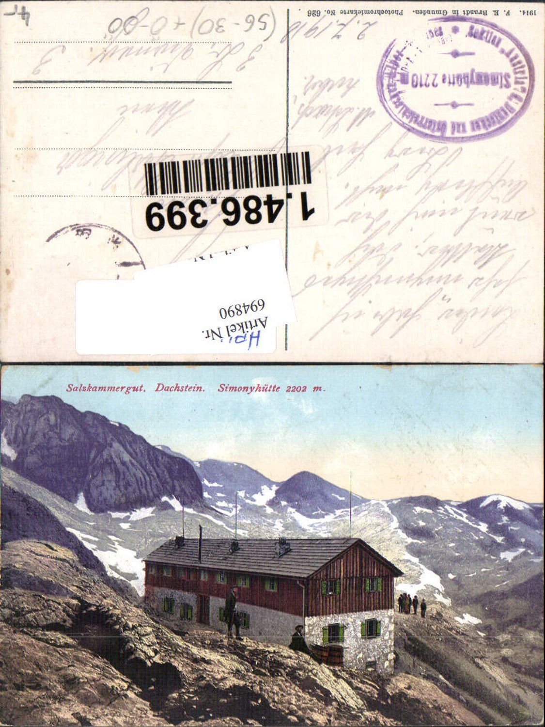 694890 Dachstein Simonyhütte b. Gosau Hallstatt am Hallstättersee