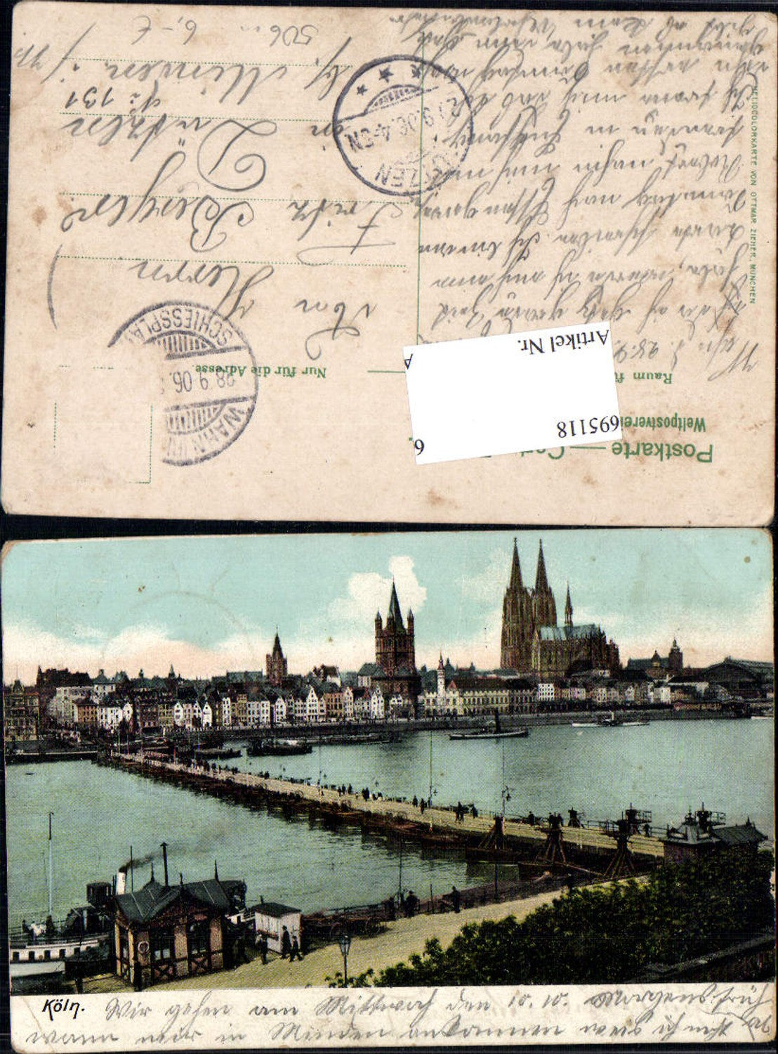 695118 Köln am Rhein pub Ottmar Zieher gel Stp. Dützen Minden