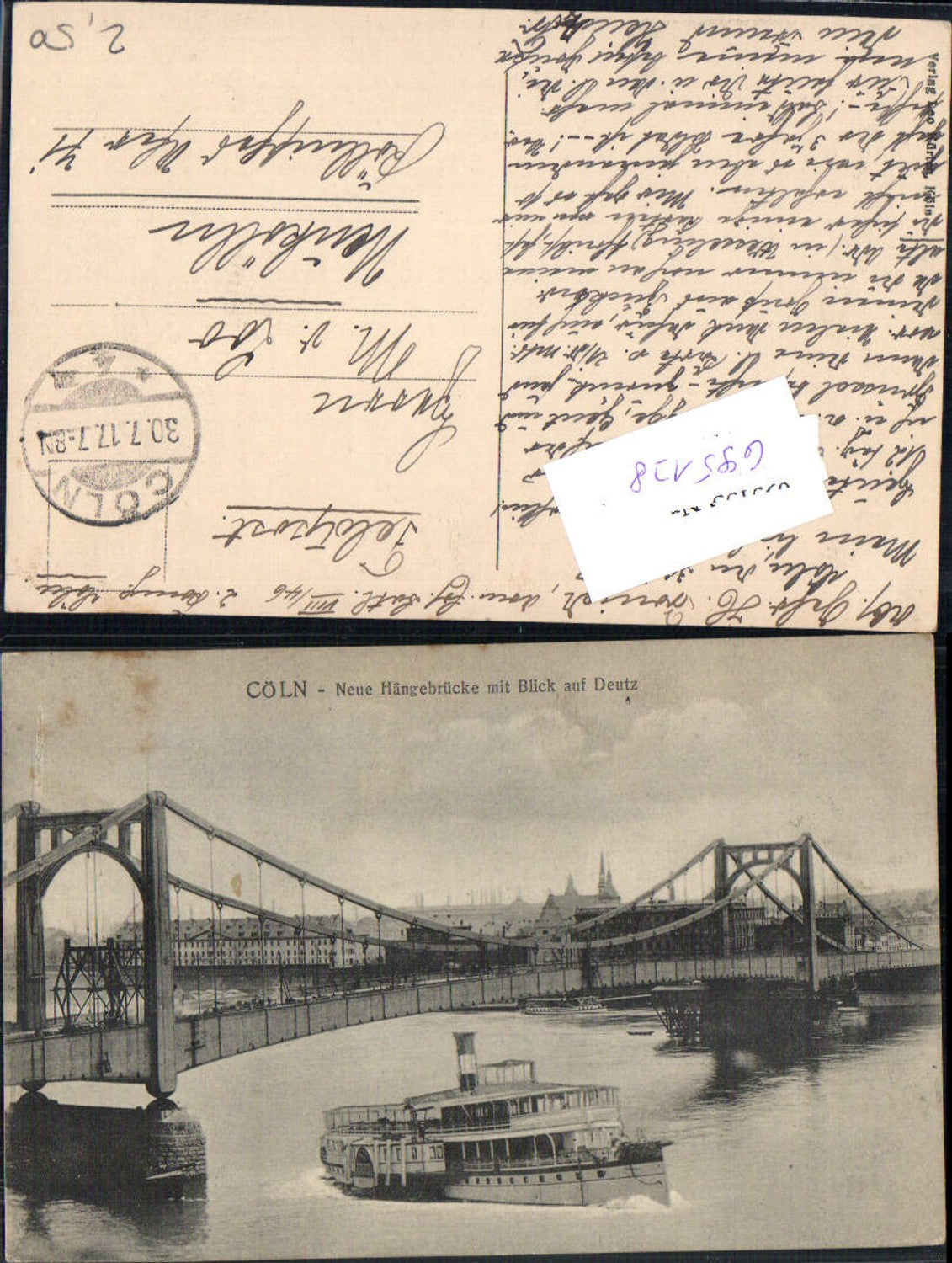 695128 Köln am Rhein Südbrücke Brücke Feldpost gel Neukölln Berlin