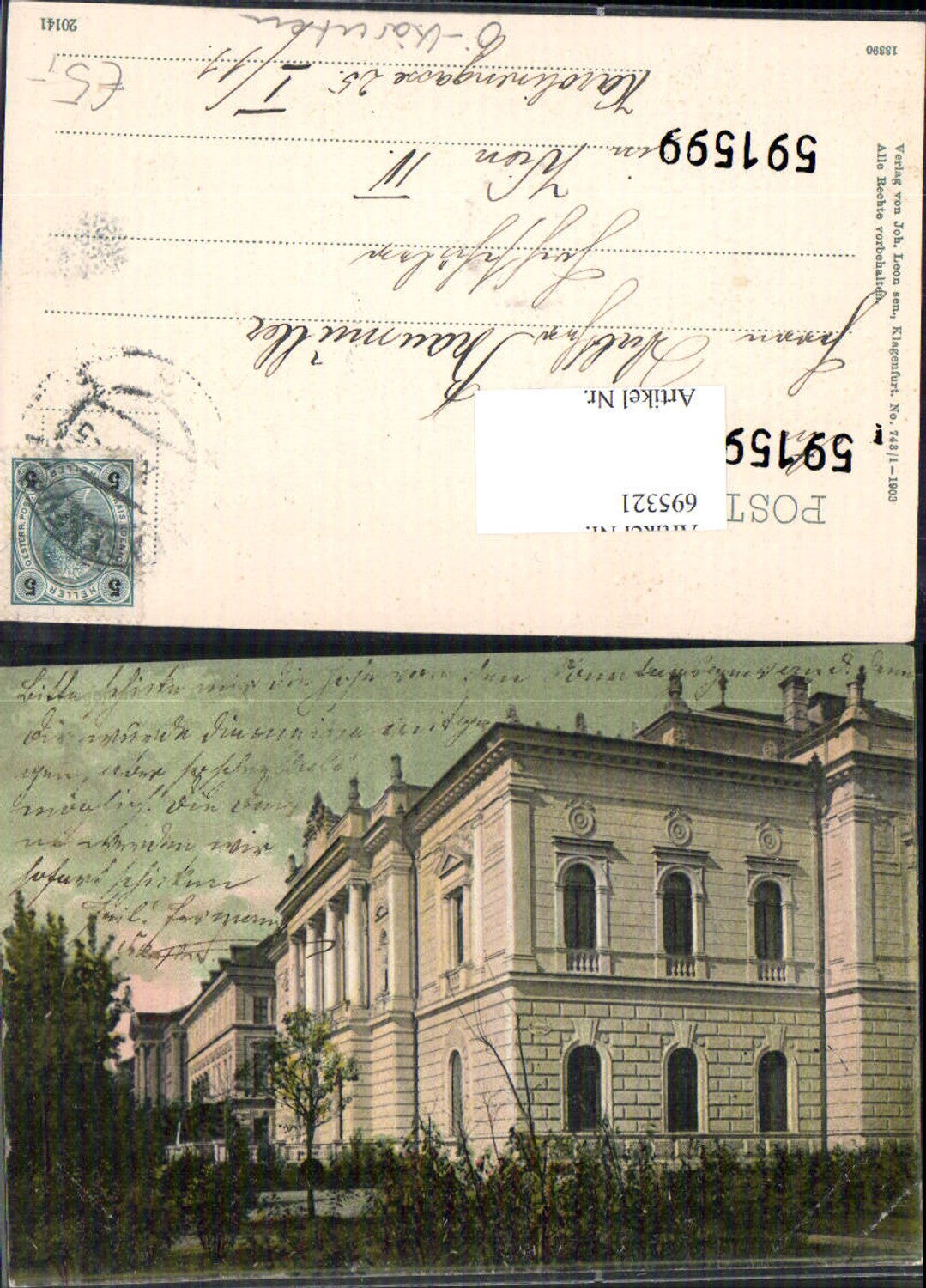 695321 Klagenfurt Musiksäle Partie pub Leon 743/1-1903