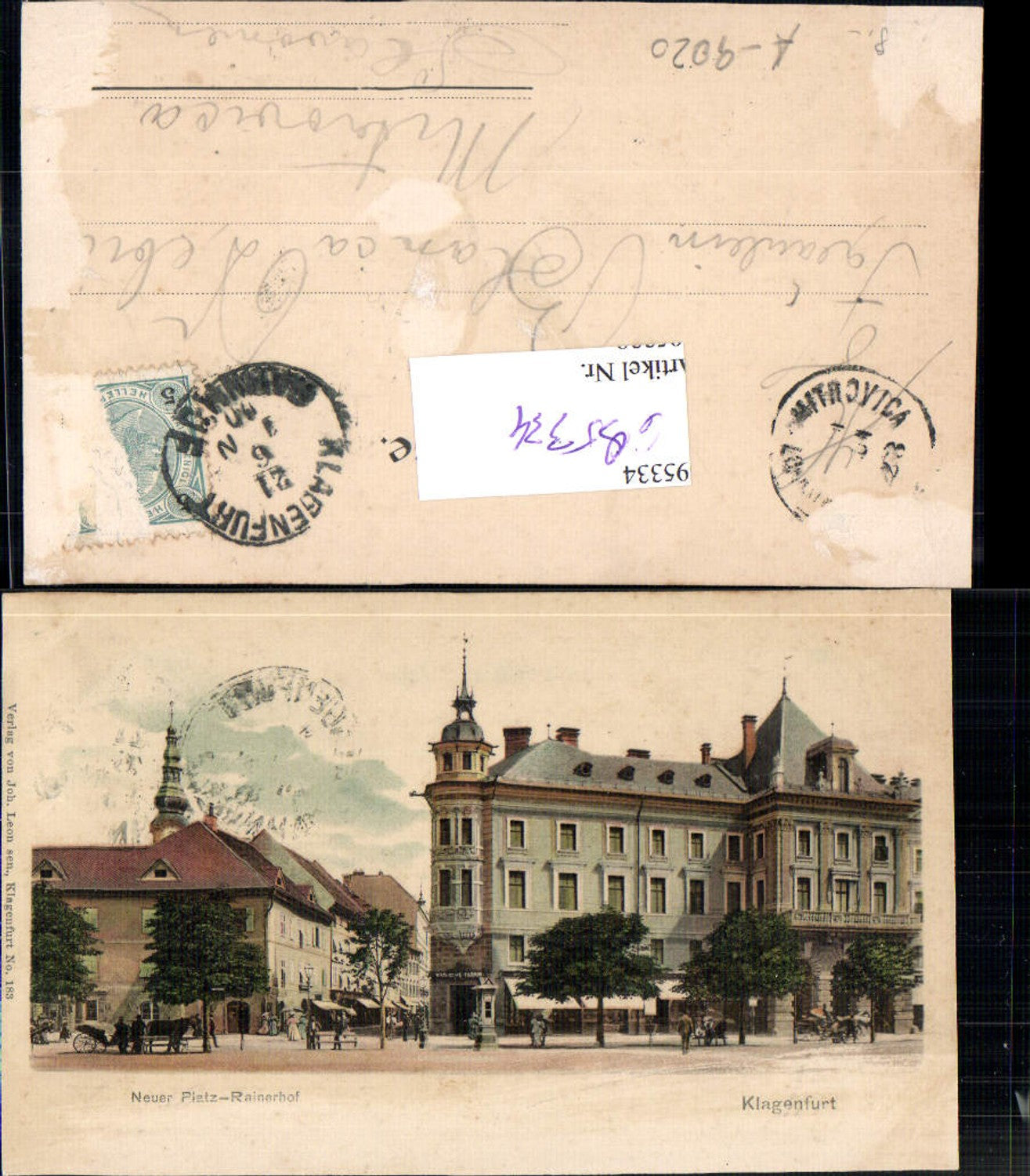 695334 Klagenfurt Neuer Platz Rainerhof Lithographie pub Leon 183