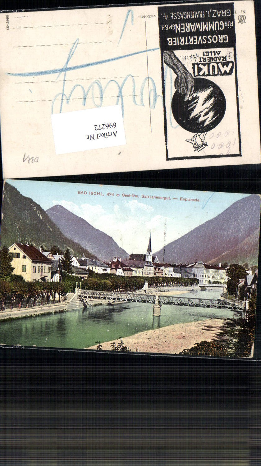 696272 Bad Ischl Esplanade Reklame AK MUKI Radierer Graz