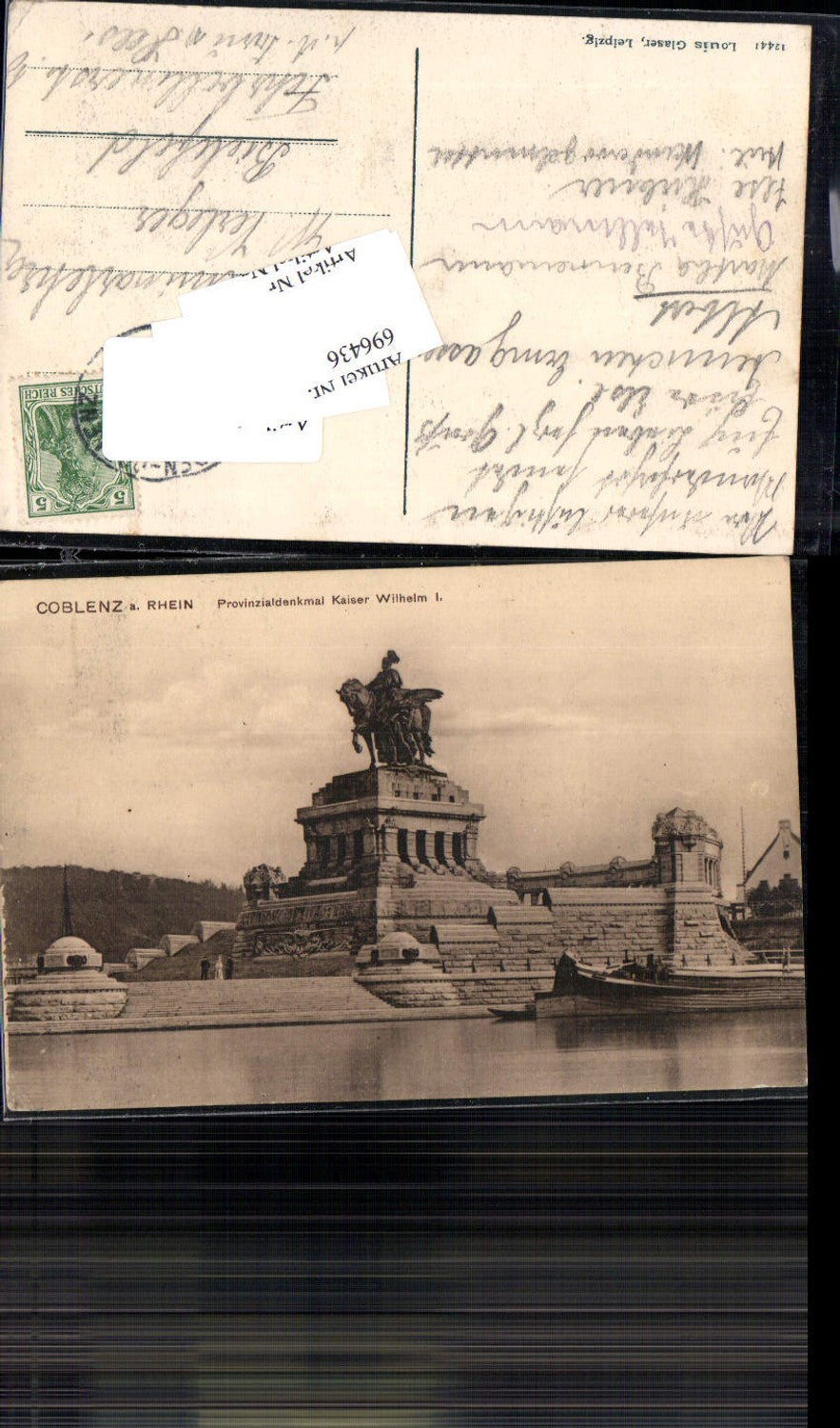 696436 Bahnpost Zug 312 Wiesbaden Coblenz Koblenz am Rhein Coblenz Deutsches Eck Bielefeld