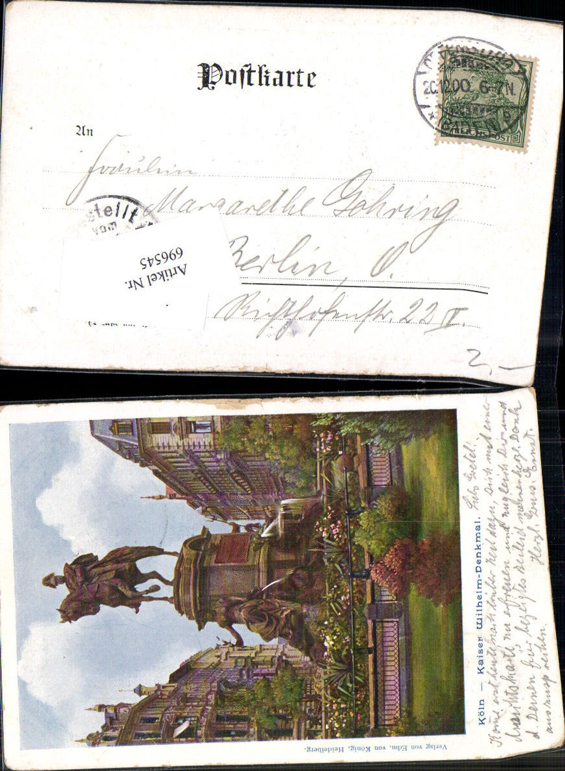 696545 Köln am Rhein Kaiser Wilhelm Denkmal Lithographie