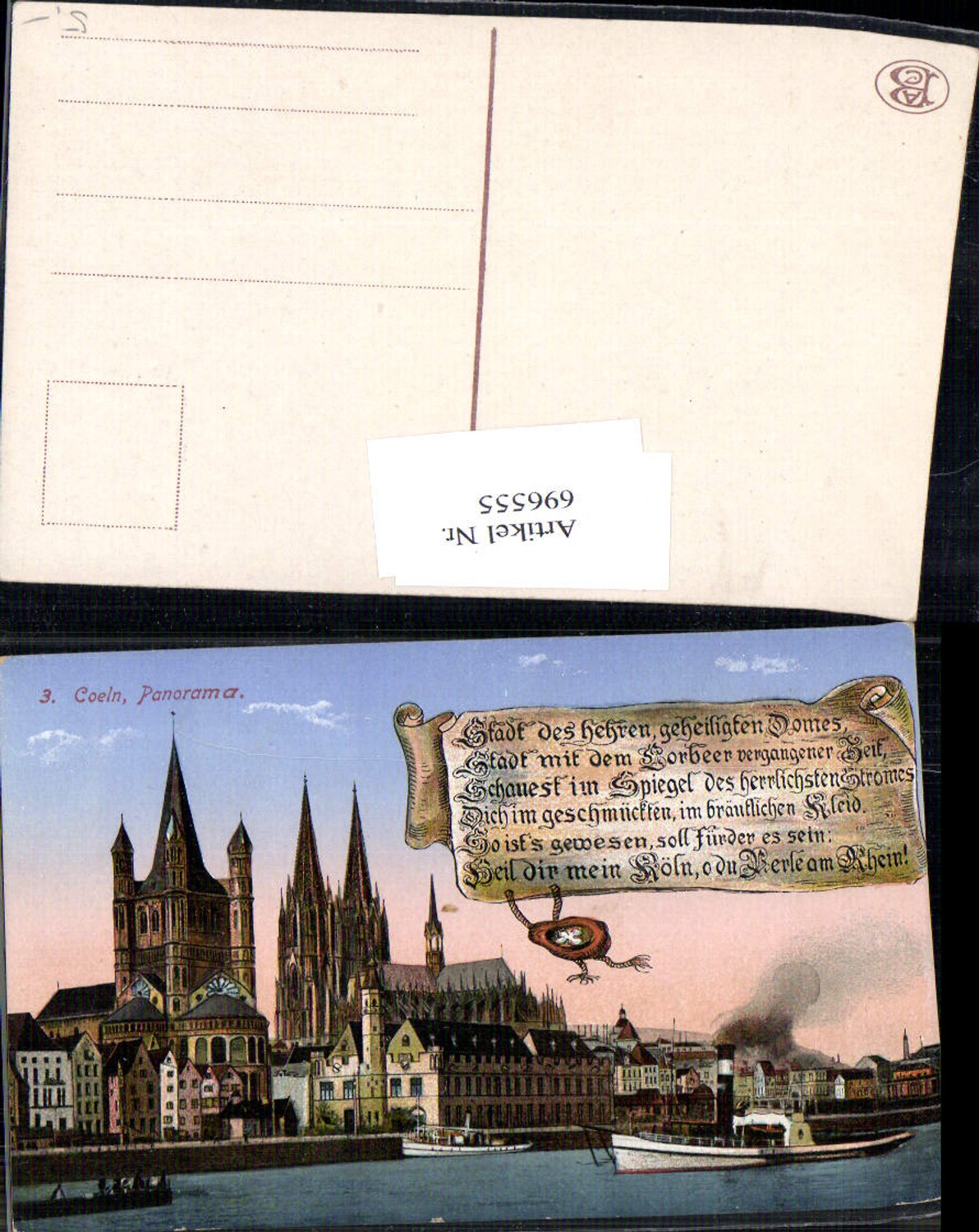 696555 Köln am Rhein Dampfer Schiff Siegel Spruch