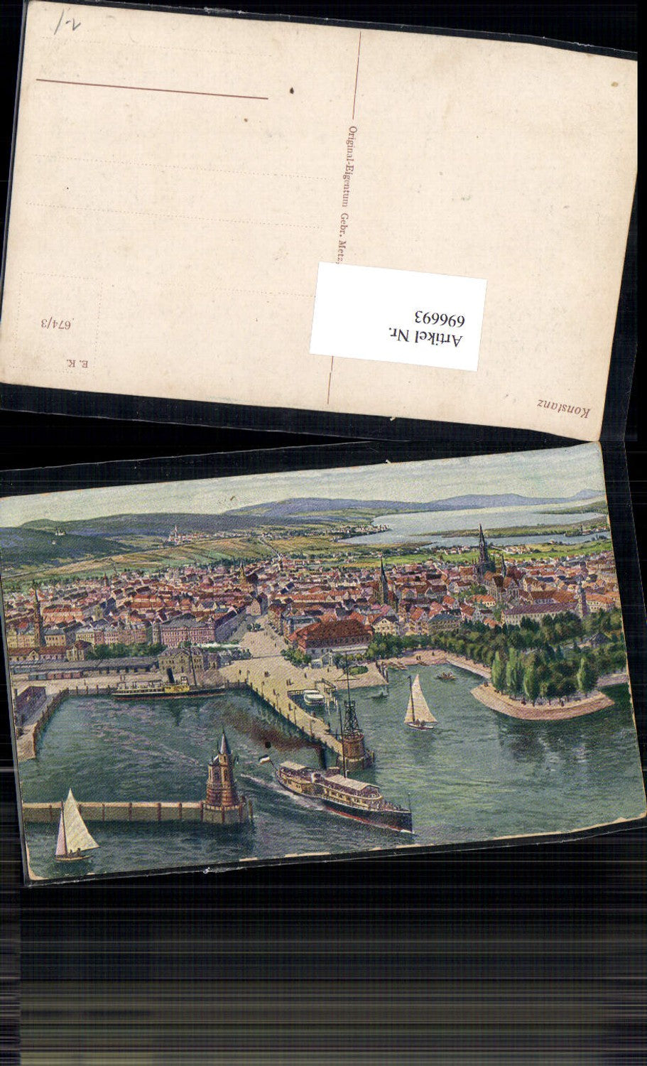 696693 Künstler AK Konstanz am Bodensee Hafen Dampfer