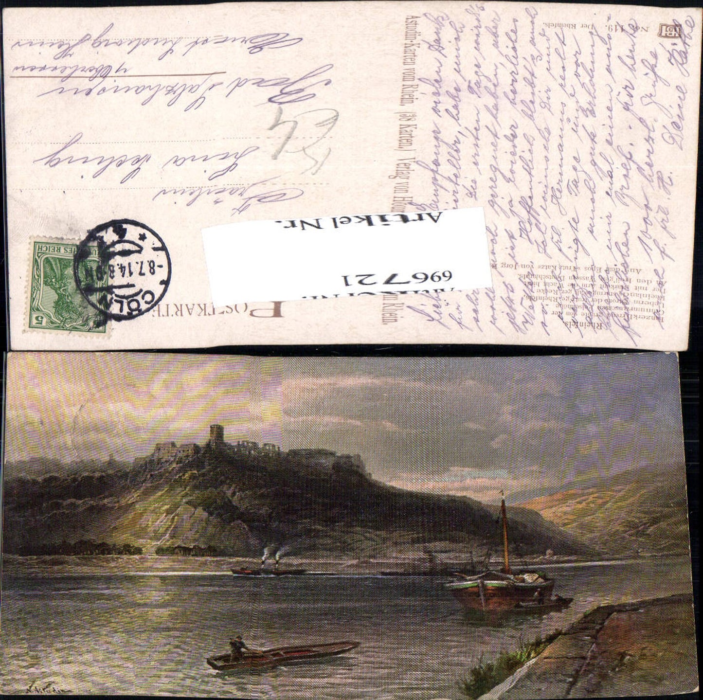 696721 Künstler AK Nicolai Astudin Rheinfels Burg Rhein St. Goar