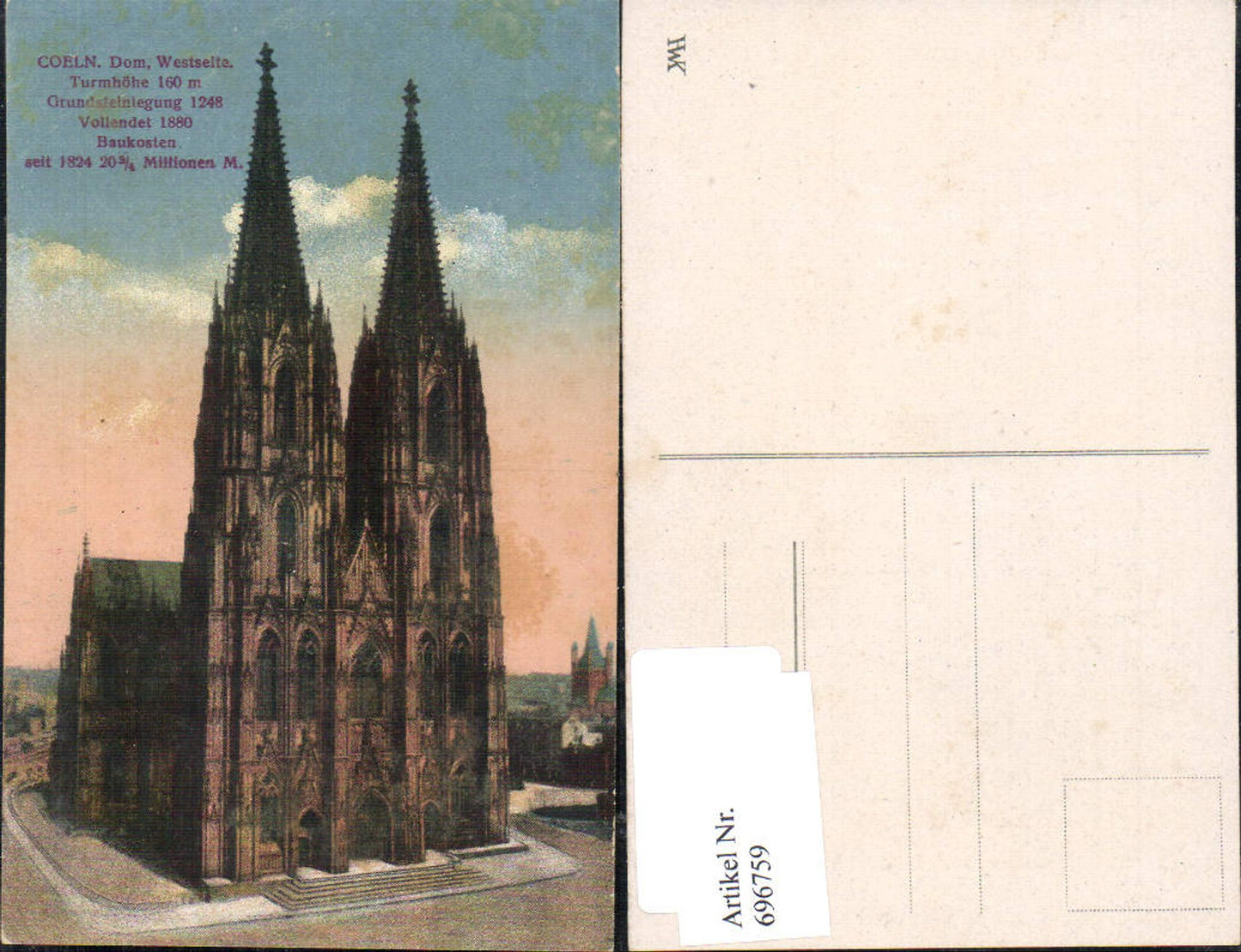 696759 Köln Cöln am Rhein Dom