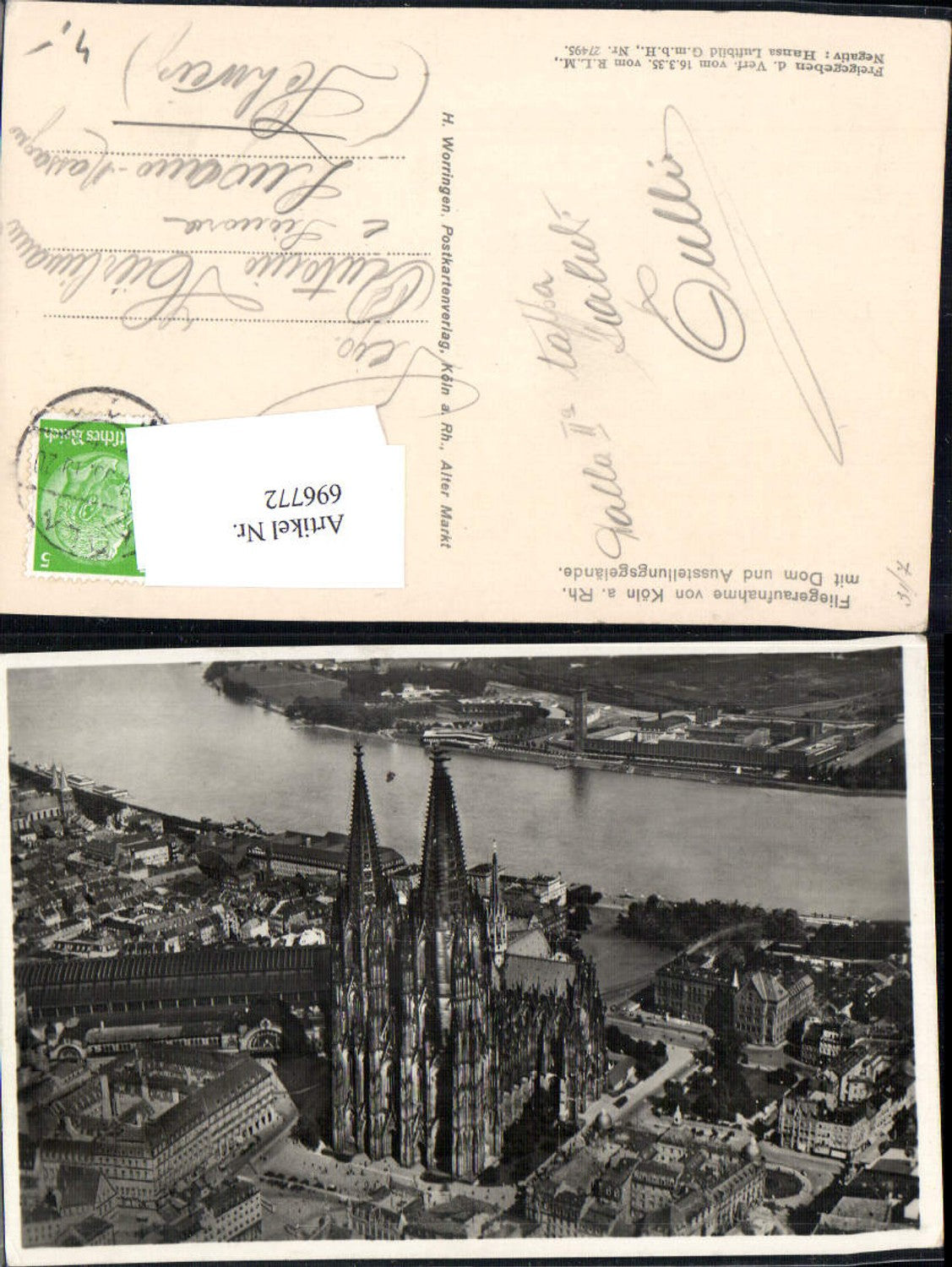 696772 Köln Cöln am Rhein Dom Luftbild Fliegeraufnahme