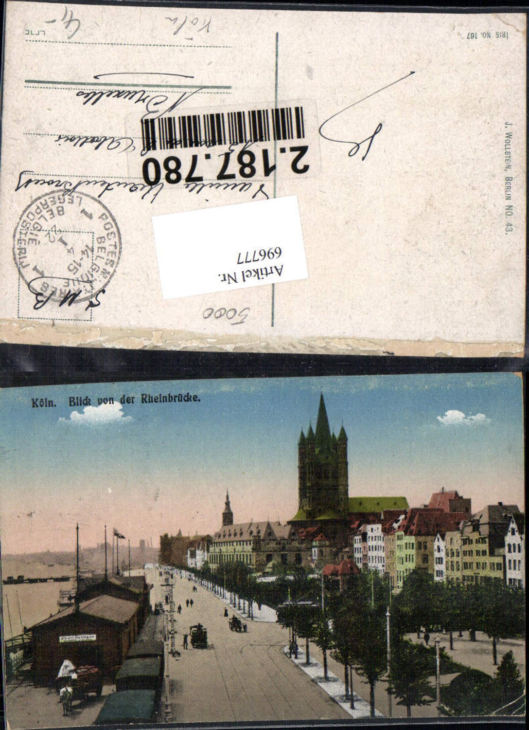 696777 Köln Cöln am Rhein Rheinbrücke Lände Feldpost