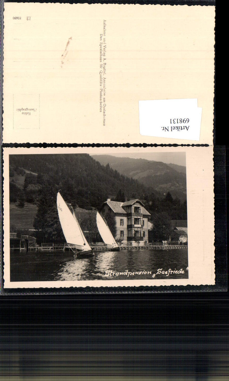 698131 Foto-AK Annenheim am Ossiachersee pension Seefriede Segelboote Segelschiff