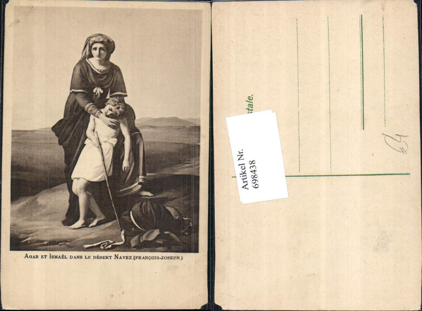 698438 Künstler AK Agar et Ismael dans de Desert Navez Francois Joseph Wüste