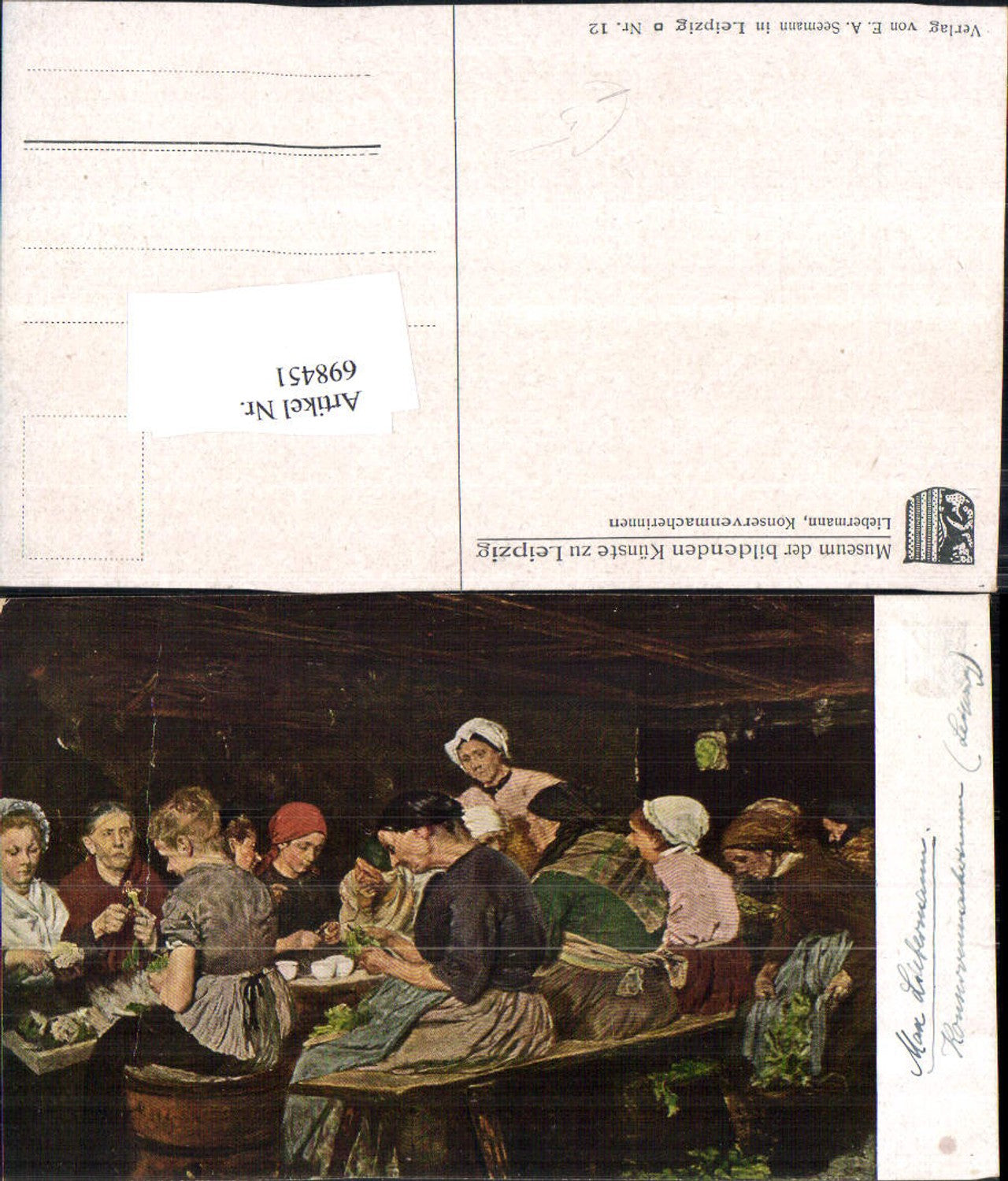 698451 Künstler AK Max Liebermann Konservenmacherinnen Arbeitsleben