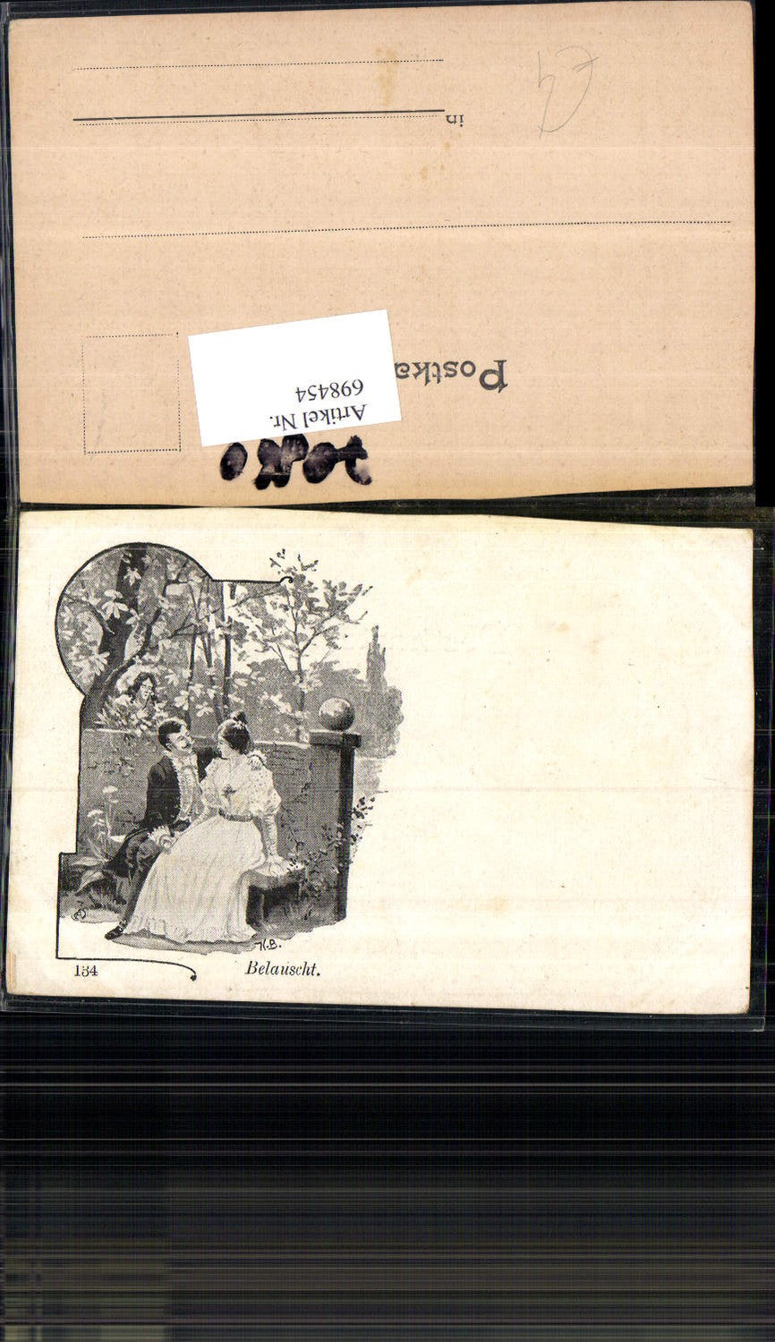 698454 Künstler AK K. B. Belauscht Paar Mann Frau
