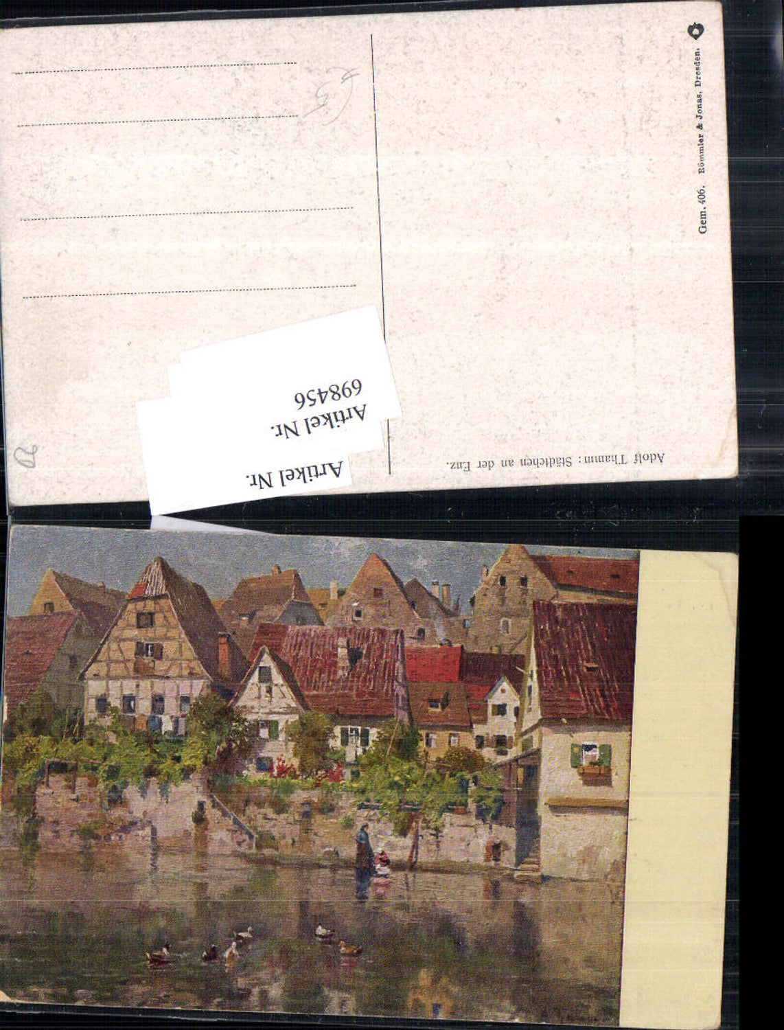 698456 Künstler AK Adolf Thamm Sädtchen an der Enz Enten pub Römmler & Jonas 406