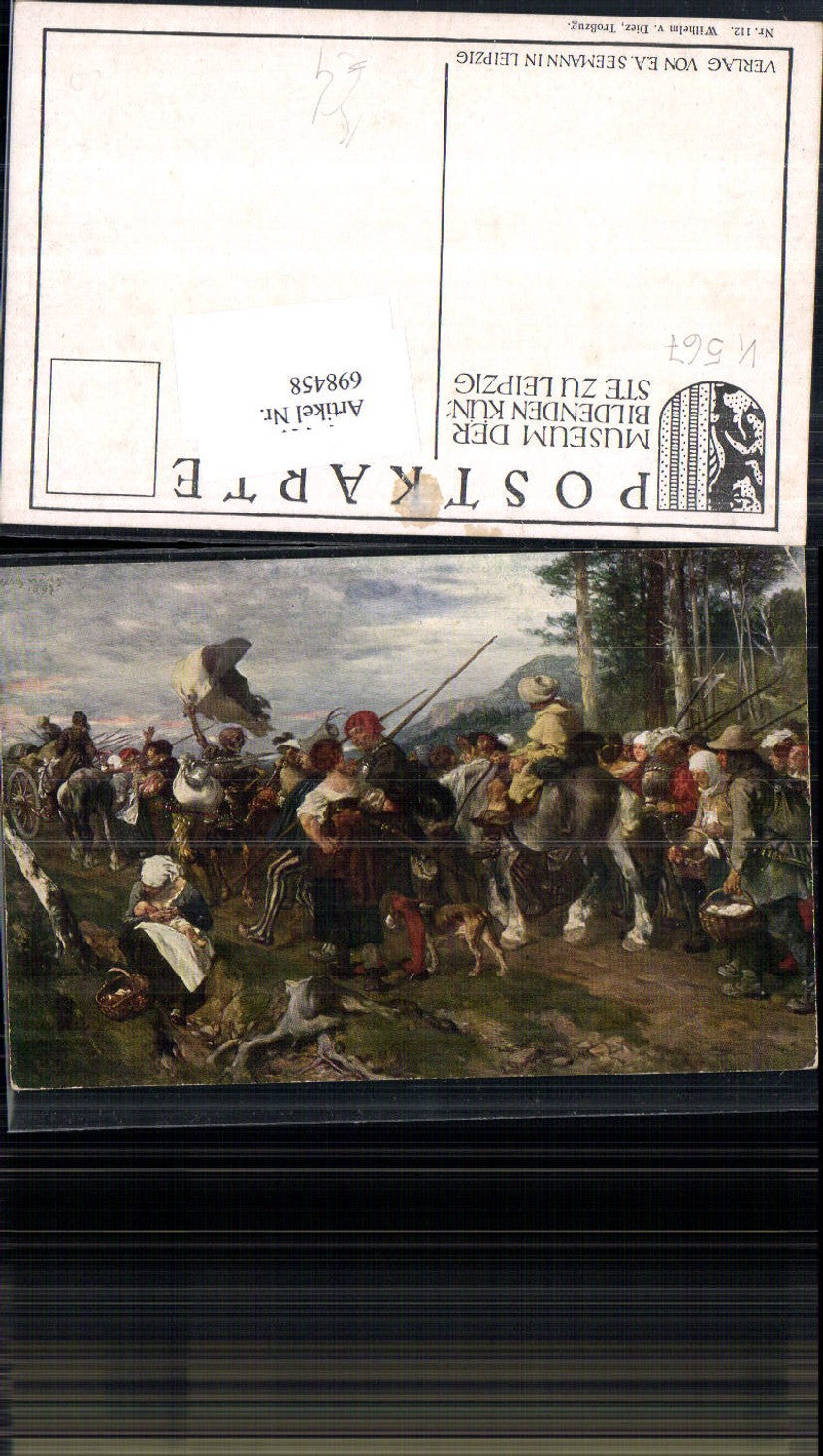 698458 Künstler AK Wilhelm von Diez Troßzug Bauern Pferde Leute