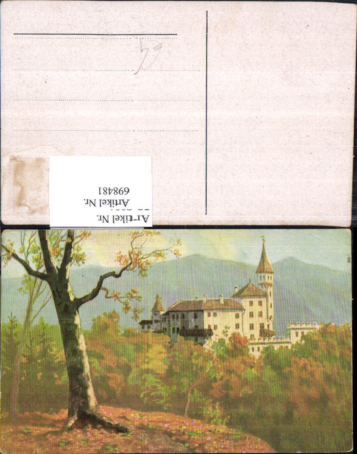 698481 Artist AK Maecker Castle Autumn Tree