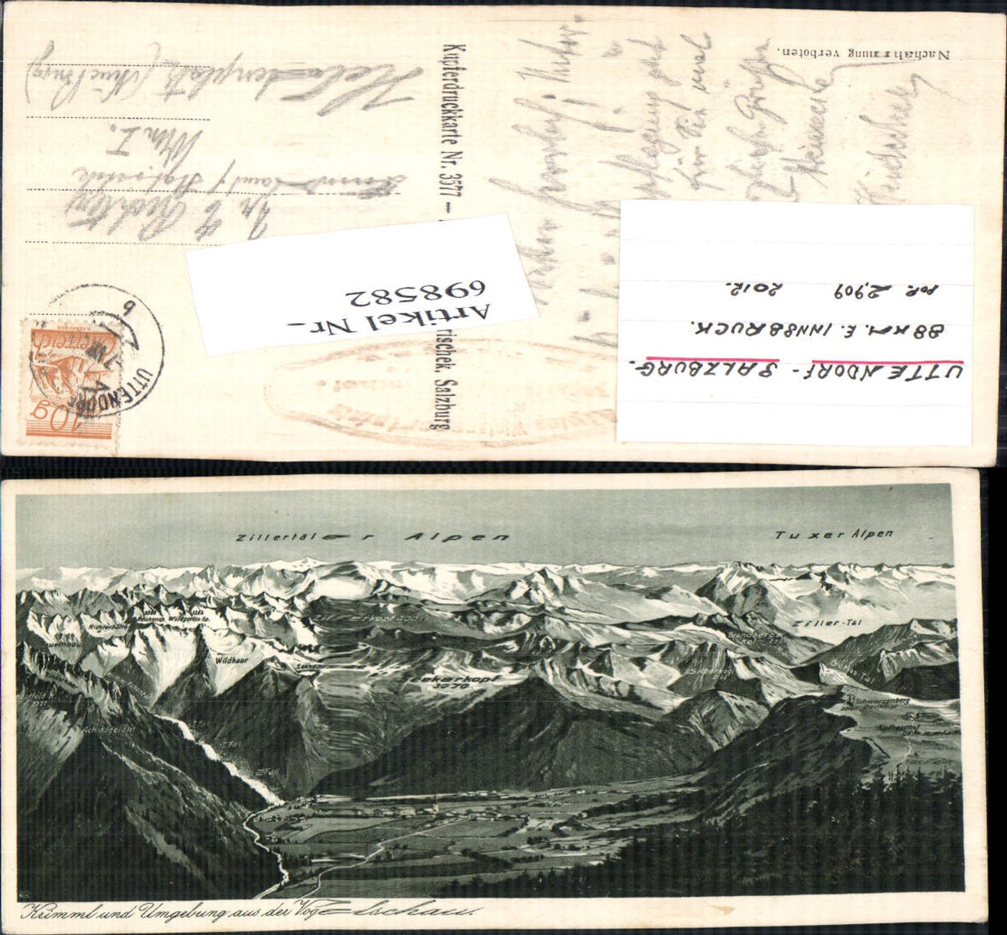 698582 Krimml Vogelschau Filzstein