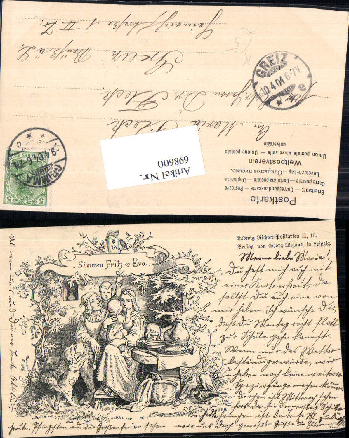 698600 Künstler AK Simmen Fritz & Eva Ludwig Richter Postkarten II, 15