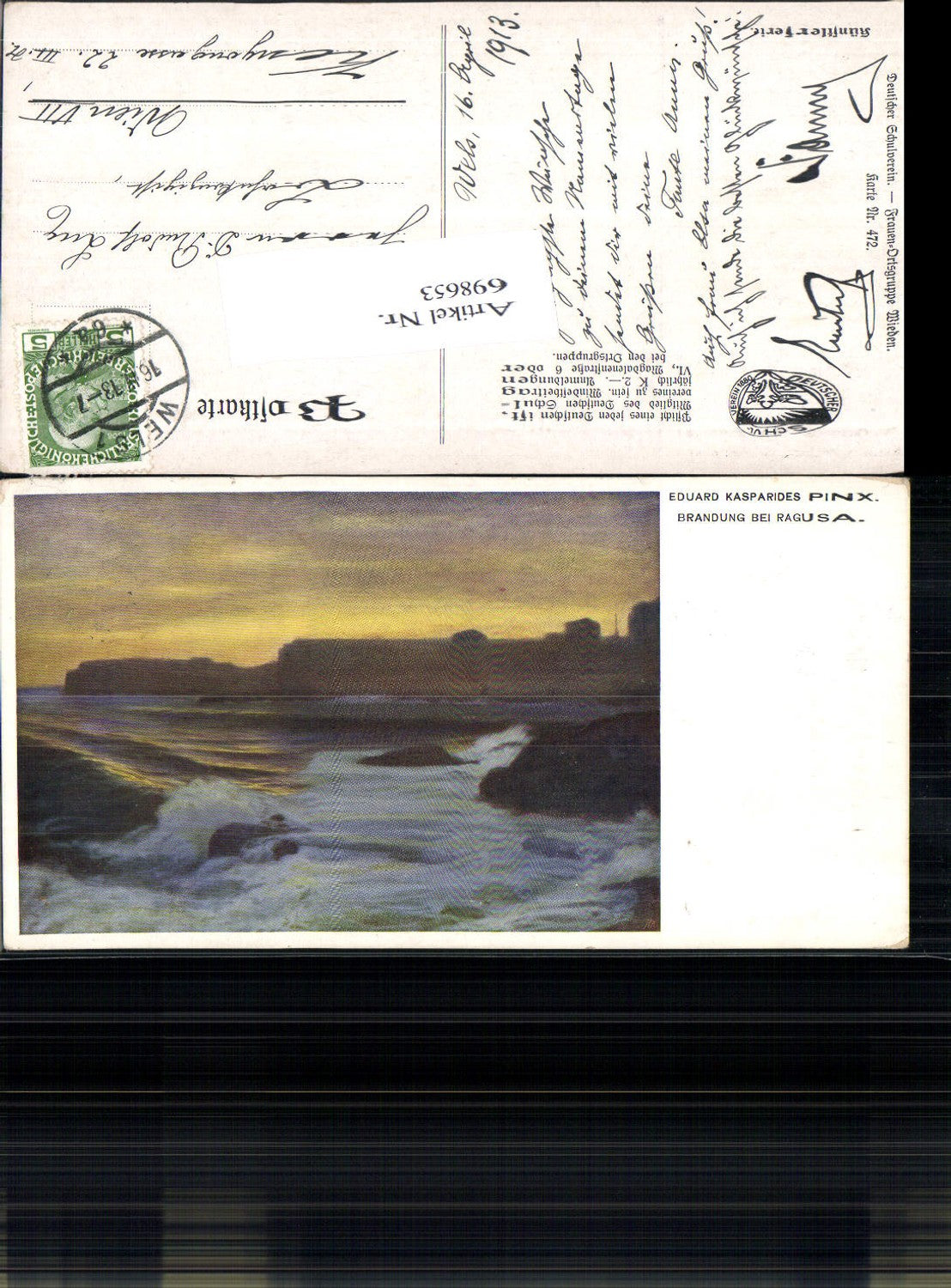 German School Association 472 Eduard Kasparides Brandung Ragusa Dubrovnik Women's Local Group Wieden Vienna Sea Waves