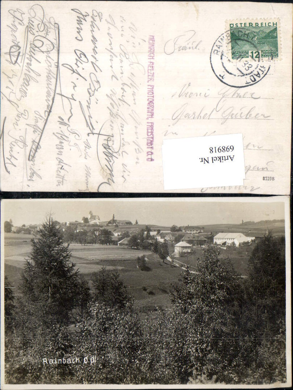 698918 Foto-AK Rainbach bei Freistadt pub Heinrich Melzer Photograph