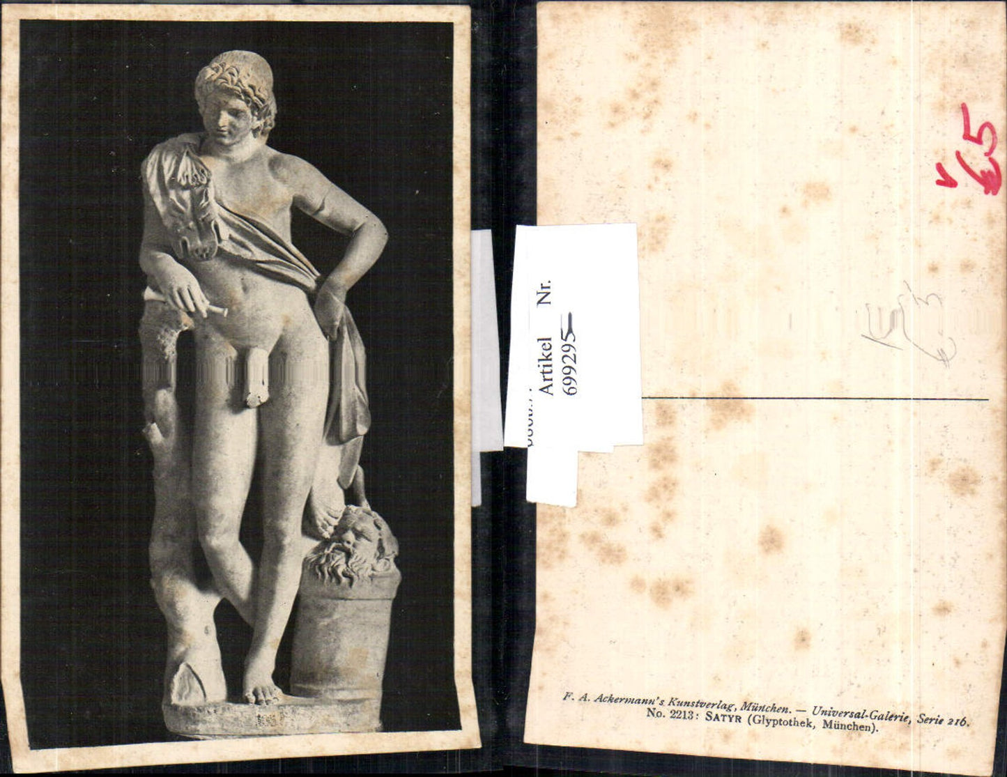 699295 Künstler AK Satyr Glypothek Akt Mann pub Ackermann 2213