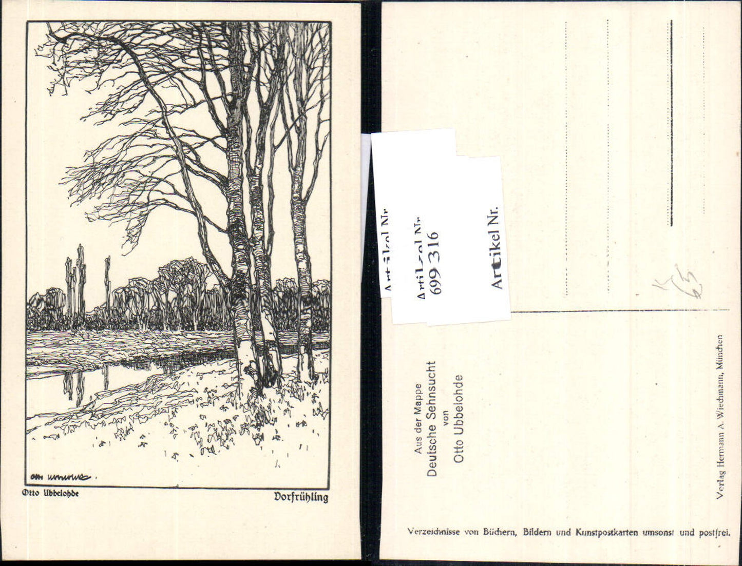 699316 Künstler AK Otto Ubbelohde Dorfrühling Deutsche Sehnsucht pub Wiechmann