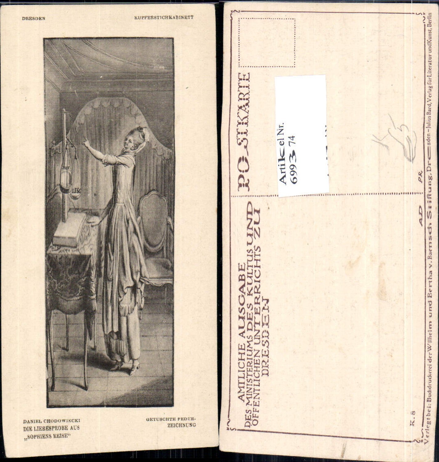 699374 Künstler AK Daniel Chodowiecki Sophies Reise Federzeichnung