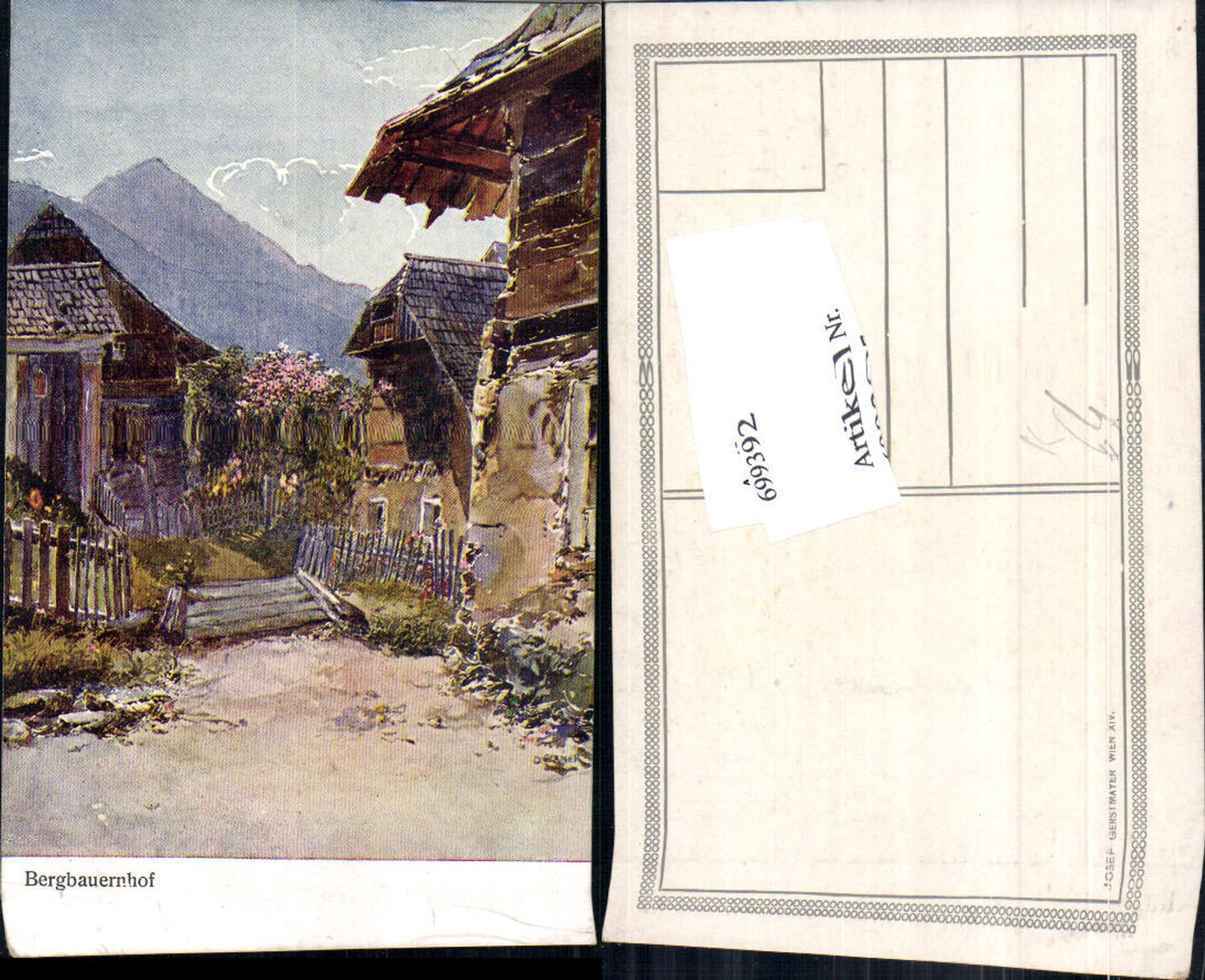 699392 Künstler AK Josef Gerstmayer Bergbauernhof Tirol