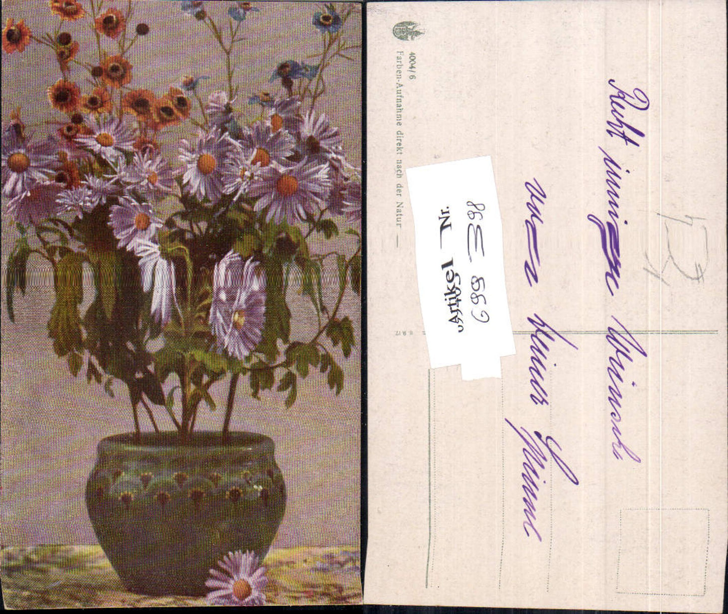 699398 Künstler AK Blumen Gänseblümchen Vase