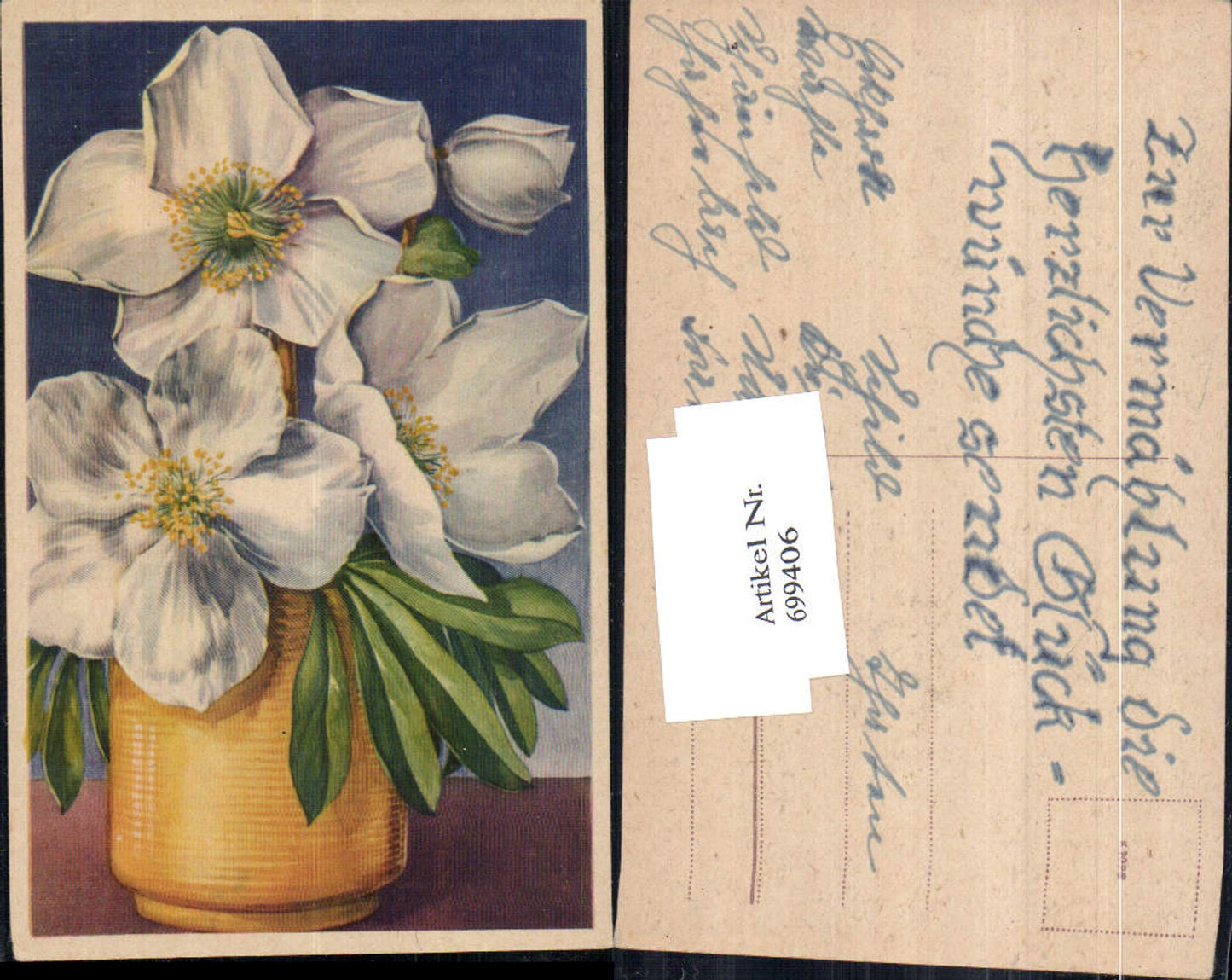 699406 Künstler AK Blumen Vase