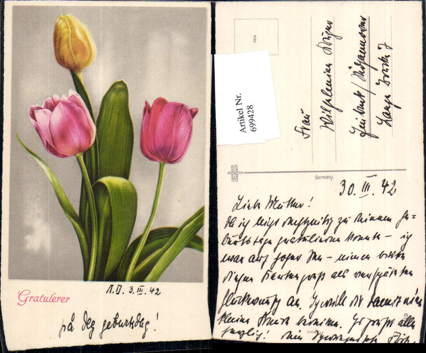 699428 Künstler AK Tulpen Blumen