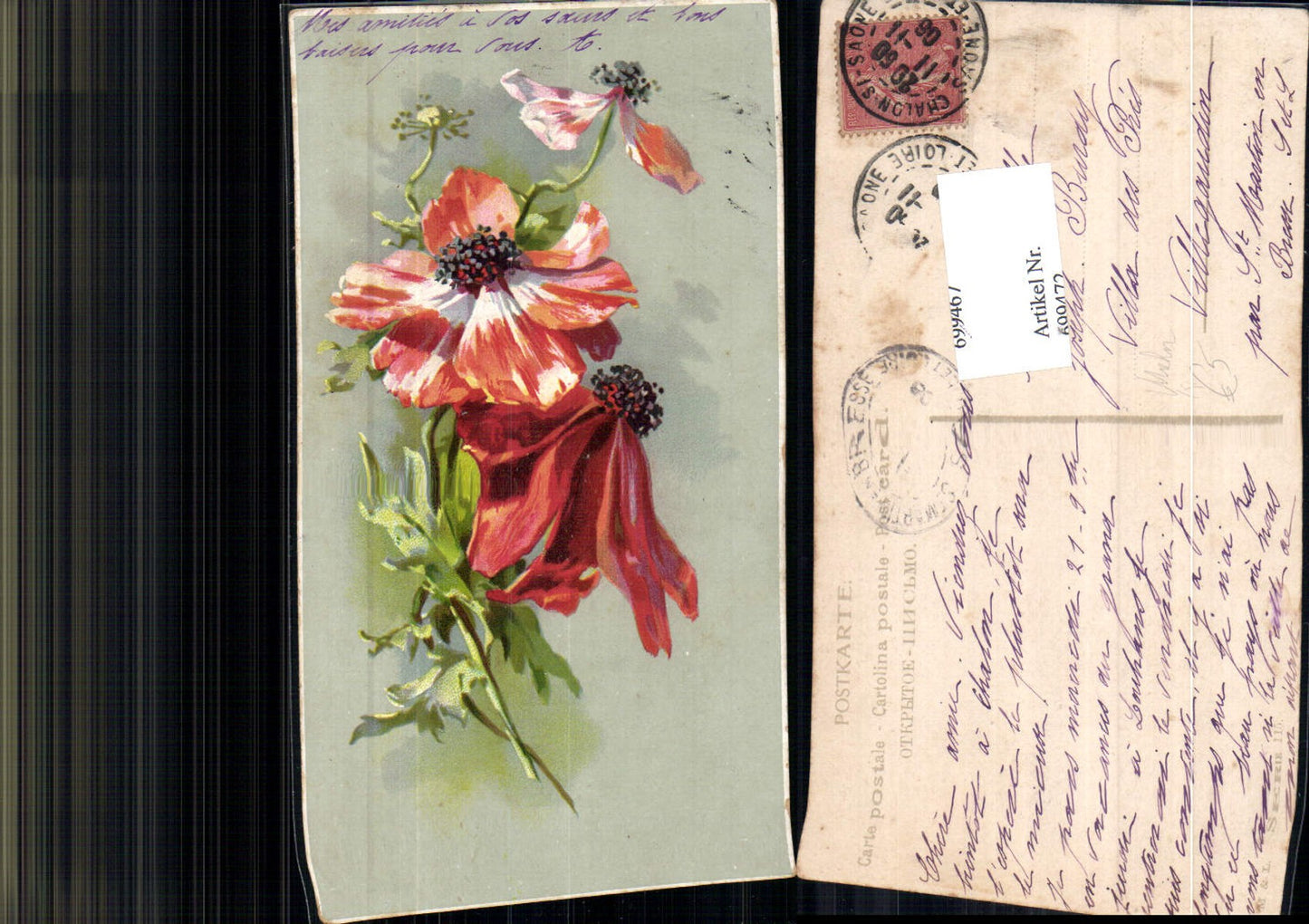 699472 Künstler AK Catharina Klein Mohn Mohnblume pub M. & L. Ser. 115 gel Villegaudin