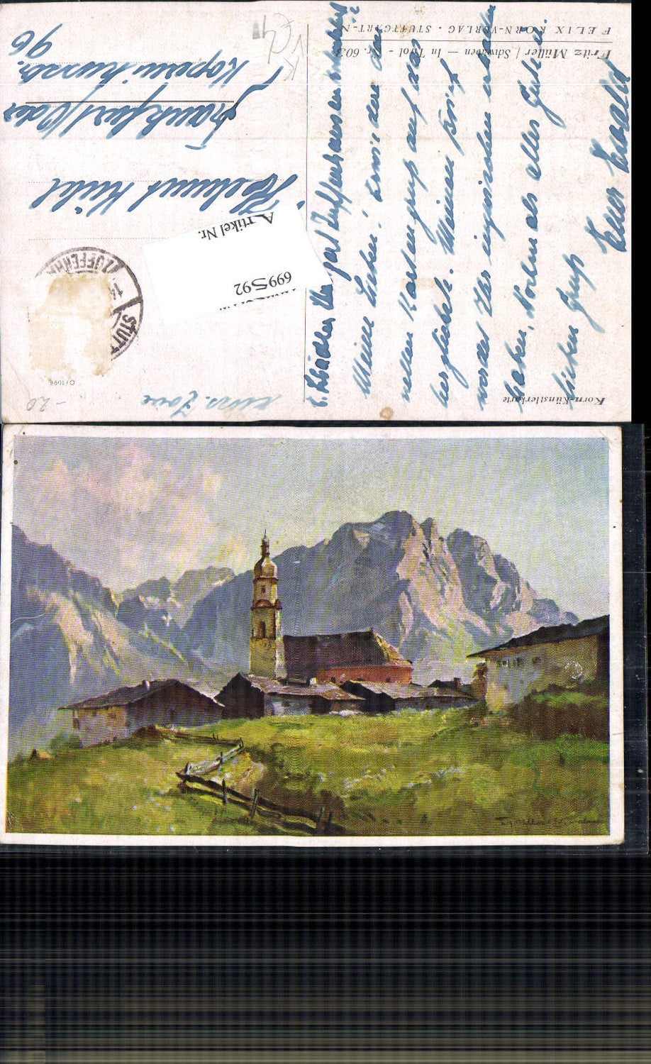 699592 Künstler AK Fritz Müller Landeck in Tirol Umgebung pub Korn Künstlerkarte 603
