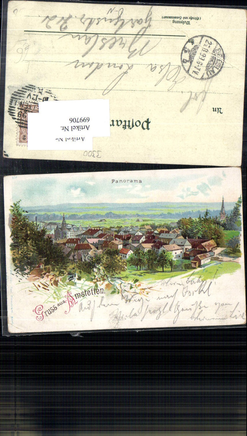 699706 Lithographie Gruss aus Amstetten
